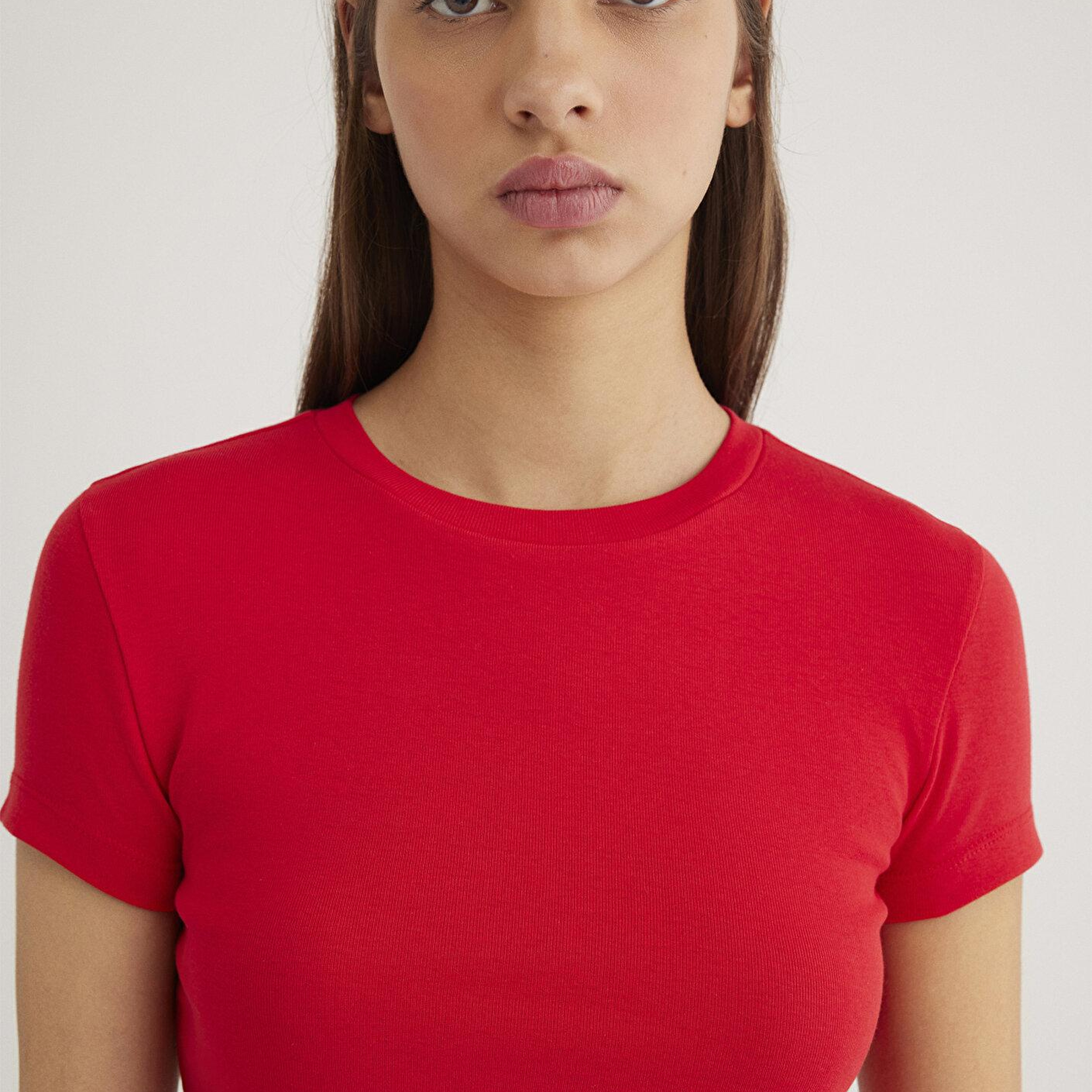 Mavi Kırmızı Basic Crop Tişört Crop / Kısa Kesim 1600814-70467