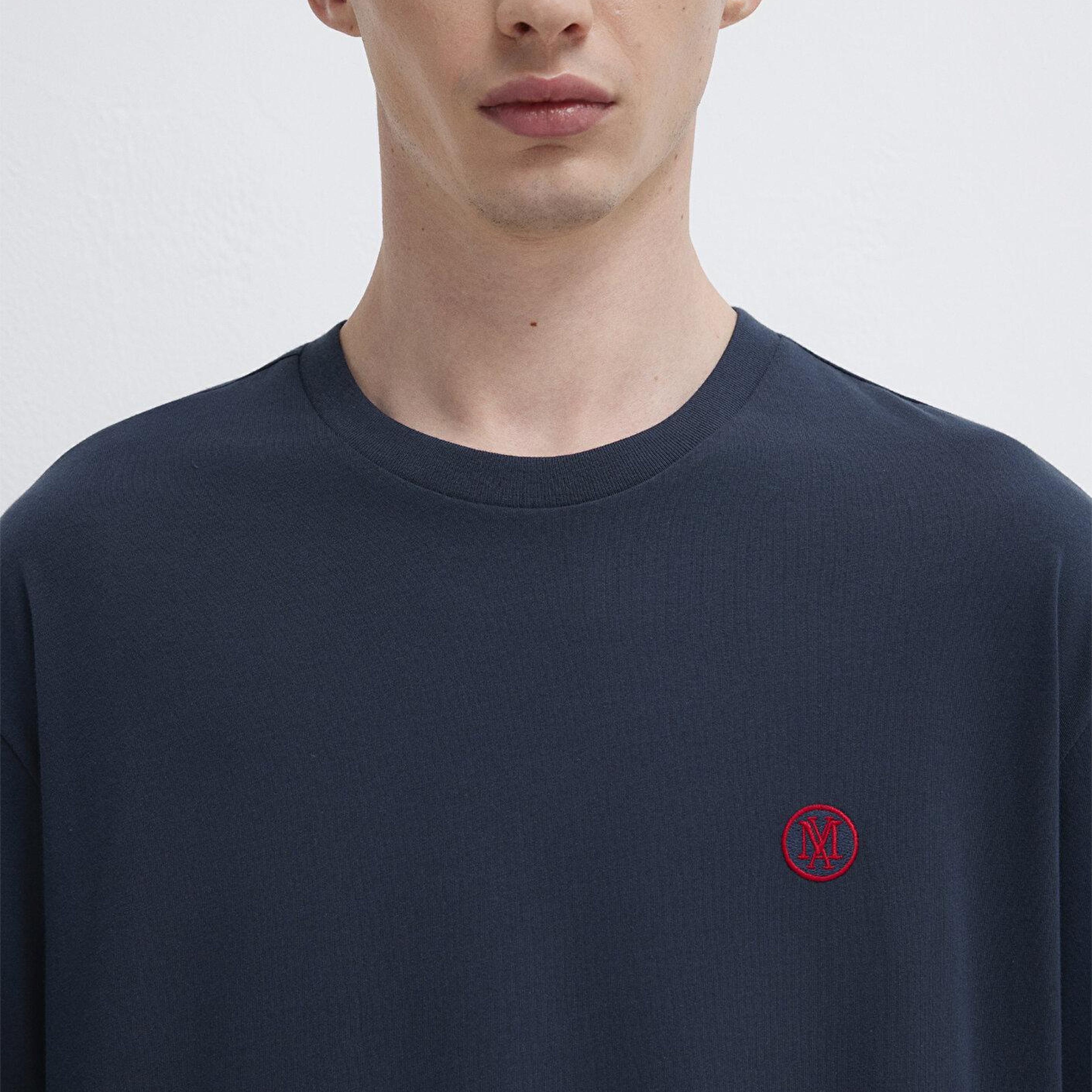 Mavi 2li Mavi Mühür Logo İşlemeli Erkek Tişört Loose Fit / Bol Rahat Kesim 0612545-620