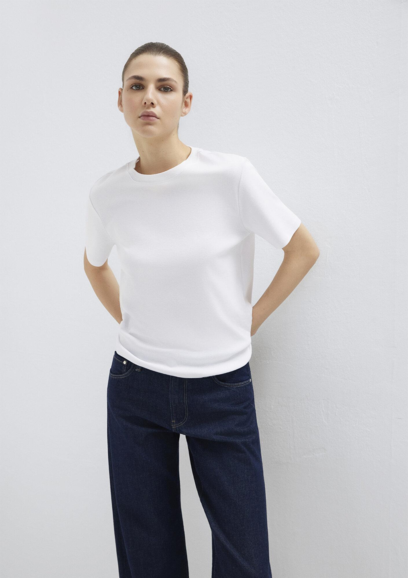 Mavi Beyaz Basic Tişört Semi Slim Fit / Yarı Dar Kesim 1612916-620