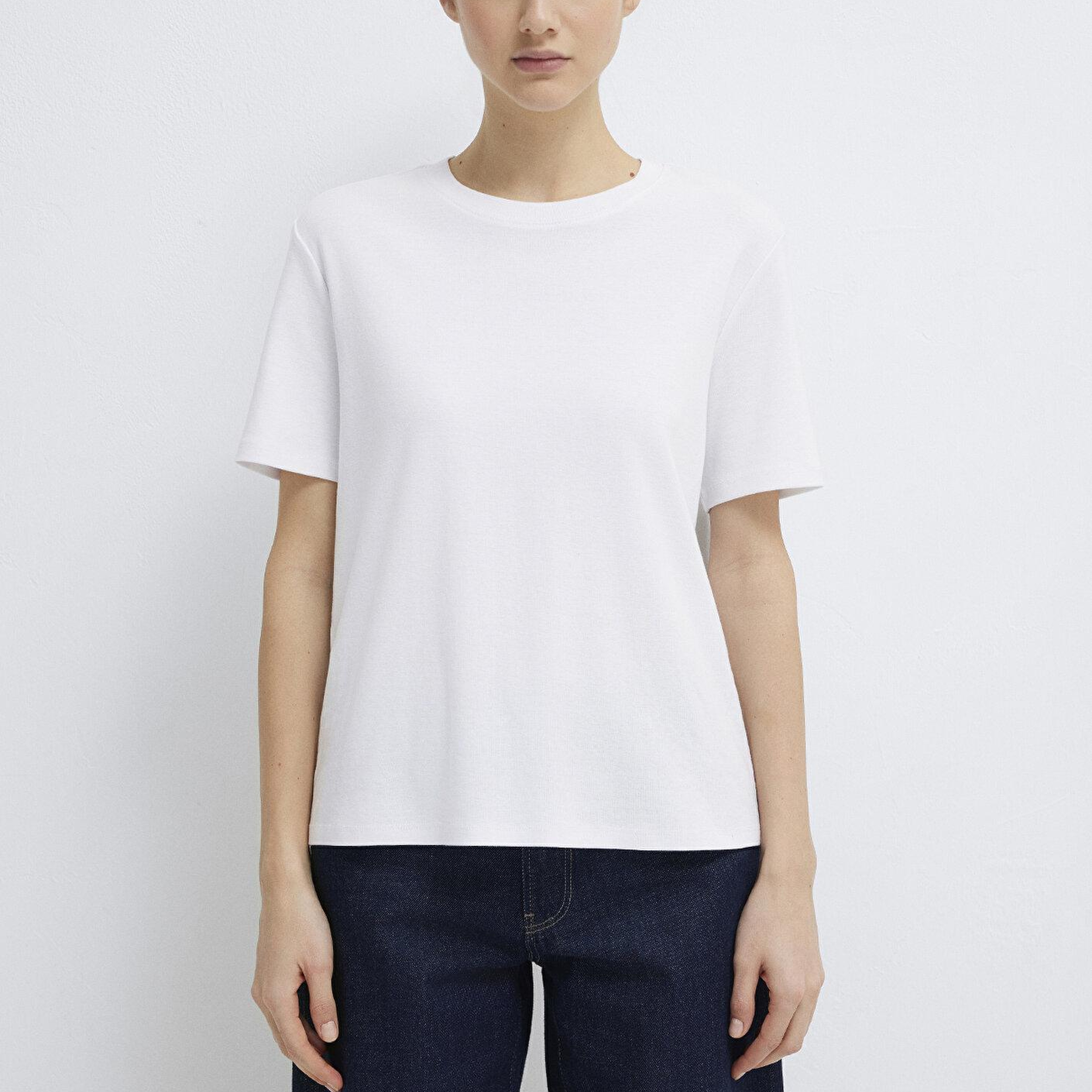 Mavi Beyaz Basic Tişört Semi Slim Fit / Yarı Dar Kesim 1612916-620
