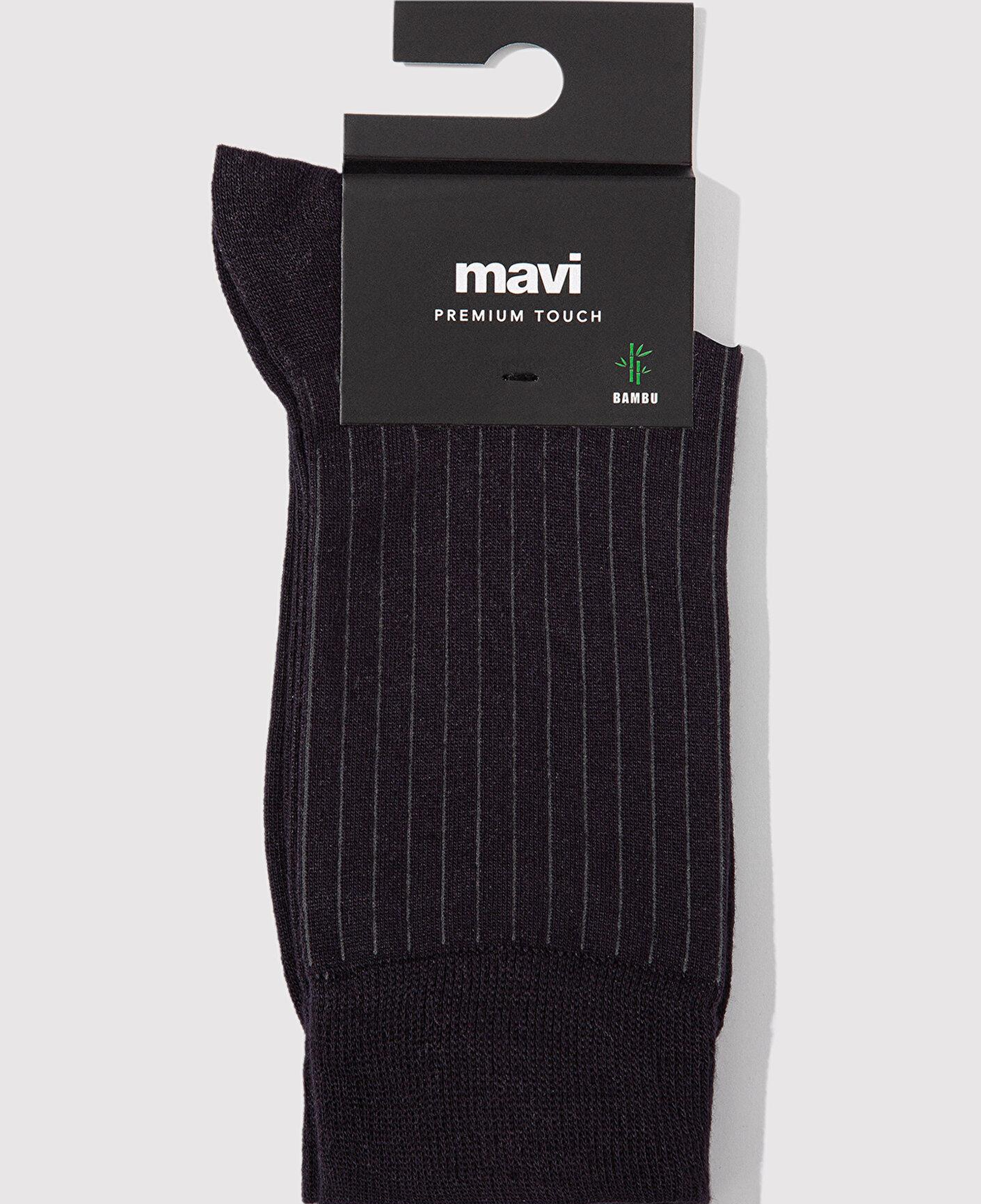 Mavi Çizgi Detaylı Siyah Soket Çorap 0911761-900
