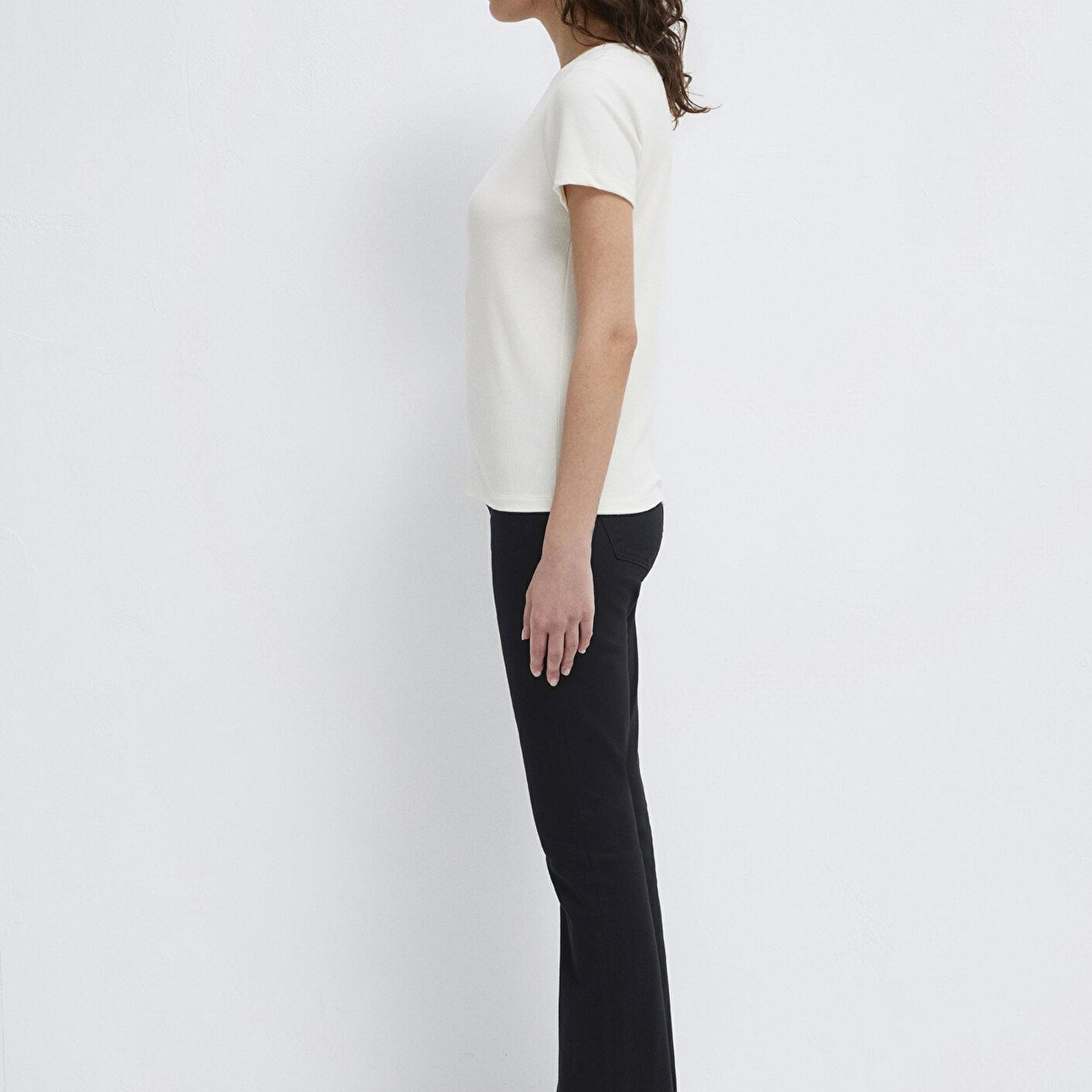 Mavi Beyaz (TENCEL™) Modal Karışımlı Basic Tişört Slim Fit / Dar Kesim 1612904-80194