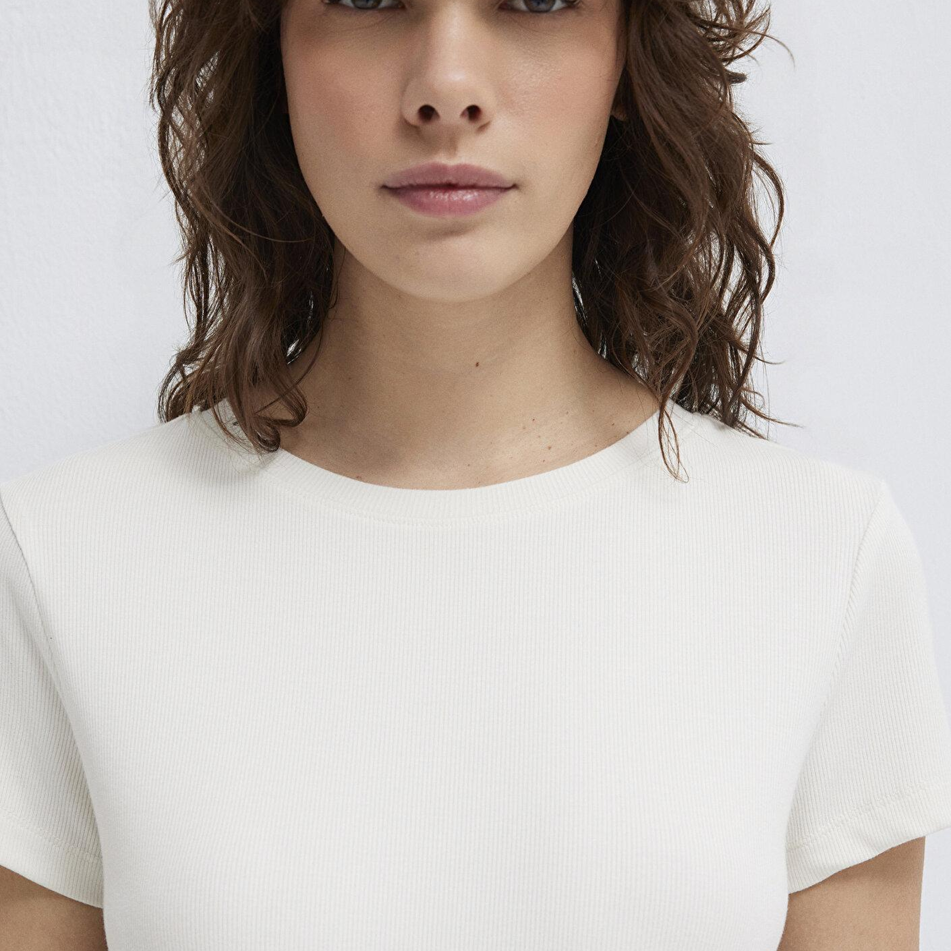 Mavi Beyaz (TENCEL™) Modal Karışımlı Basic Tişört Slim Fit / Dar Kesim 1612904-80194