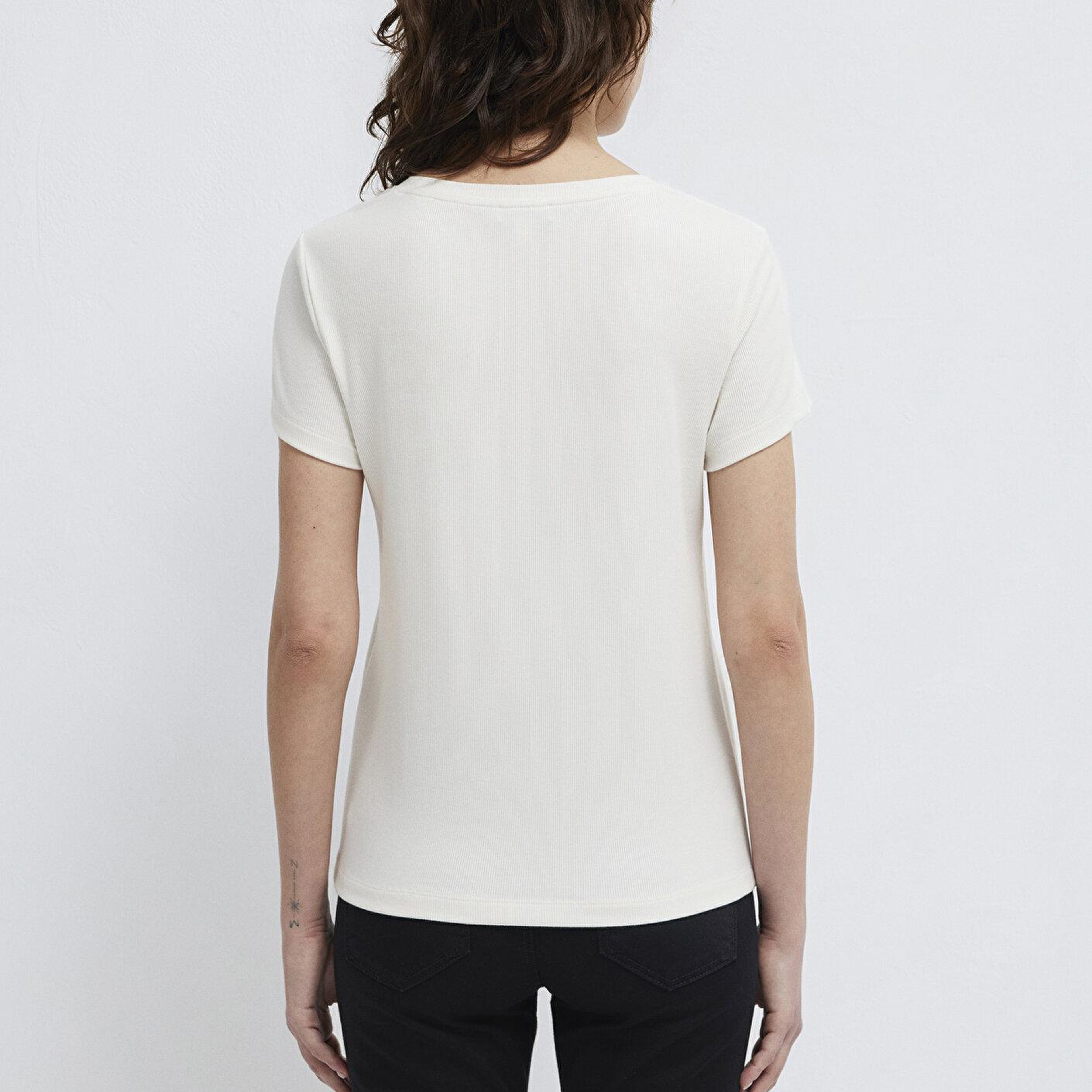 Mavi Beyaz (TENCEL™) Modal Karışımlı Basic Tişört Slim Fit / Dar Kesim 1612904-80194