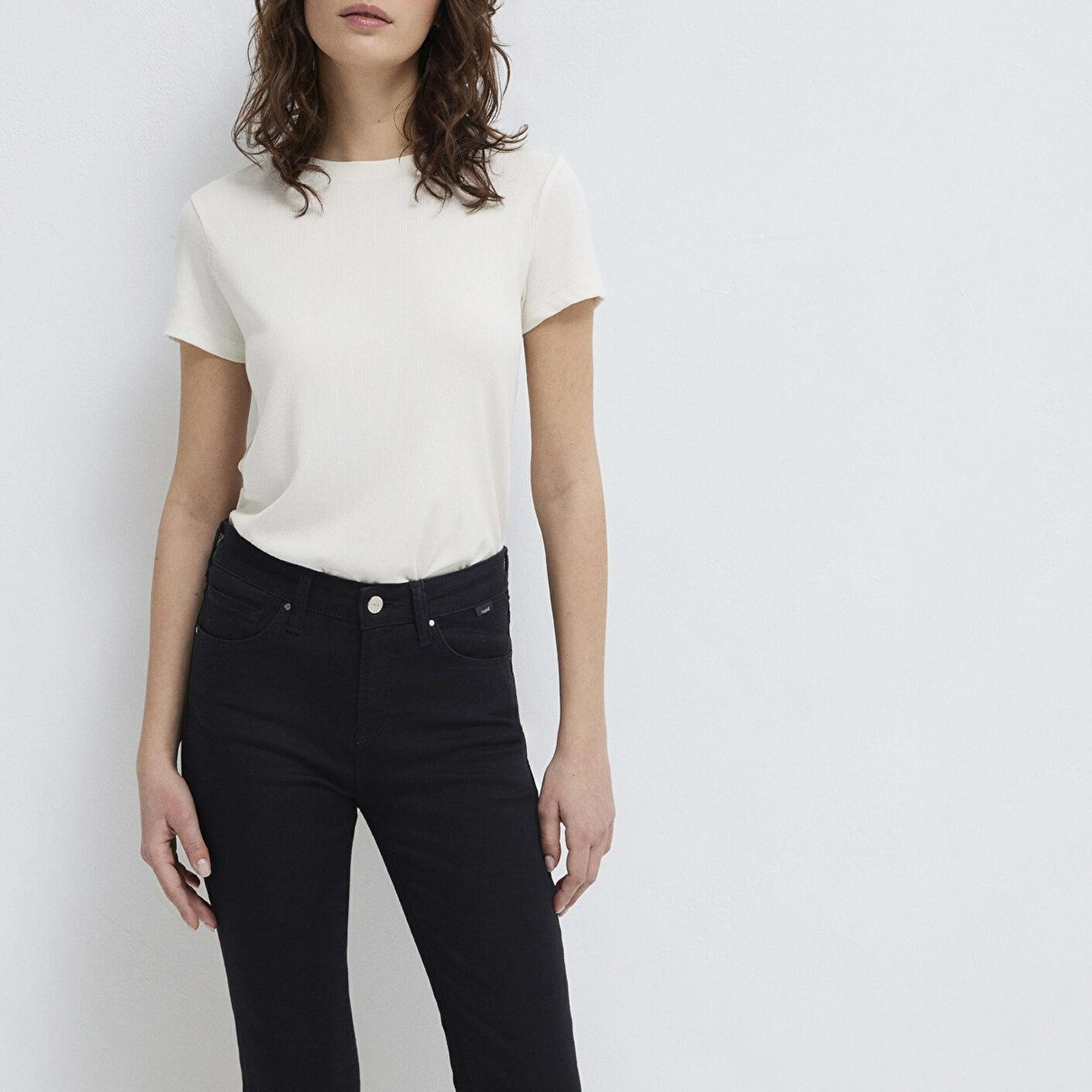 Mavi Beyaz (TENCEL™) Modal Karışımlı Basic Tişört Slim Fit / Dar Kesim 1612904-80194