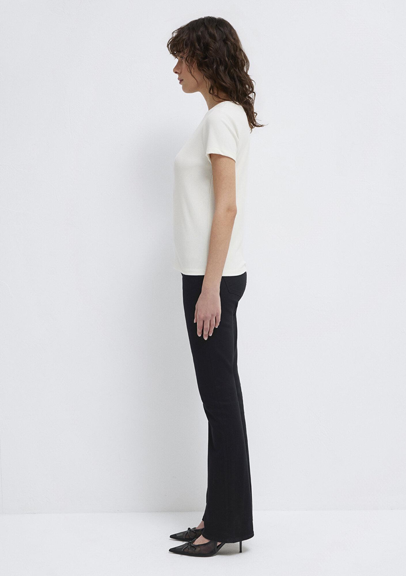Mavi Beyaz (TENCEL™) Modal Karışımlı Basic Tişört Slim Fit / Dar Kesim 1612904-80194