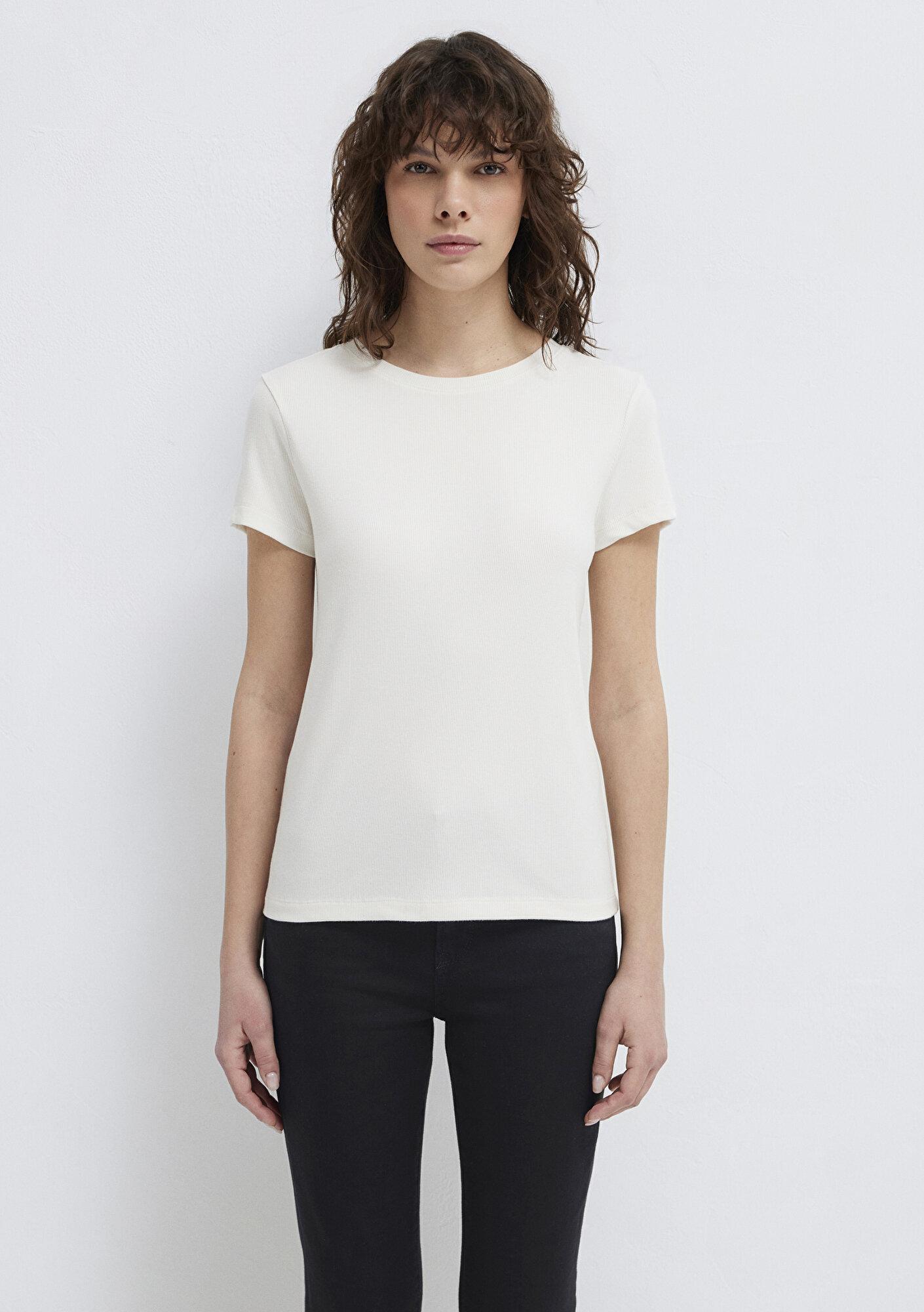 Mavi Beyaz (TENCEL™) Modal Karışımlı Basic Tişört Slim Fit / Dar Kesim 1612904-80194