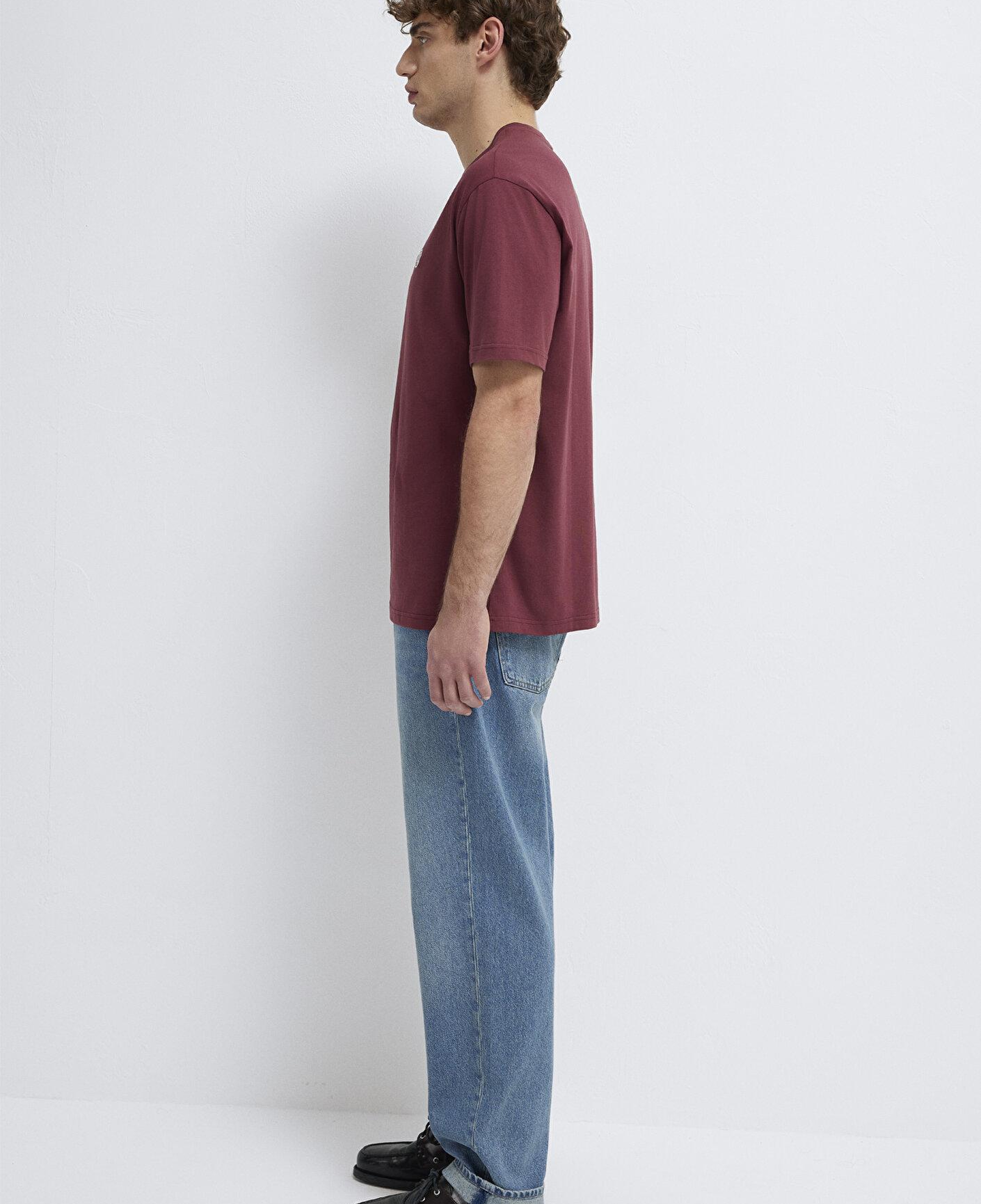 Mavi Mavi Logo İşlemeli Bordo Basic Tişört Loose Fit / Bol Rahat Kesim 067074-70396