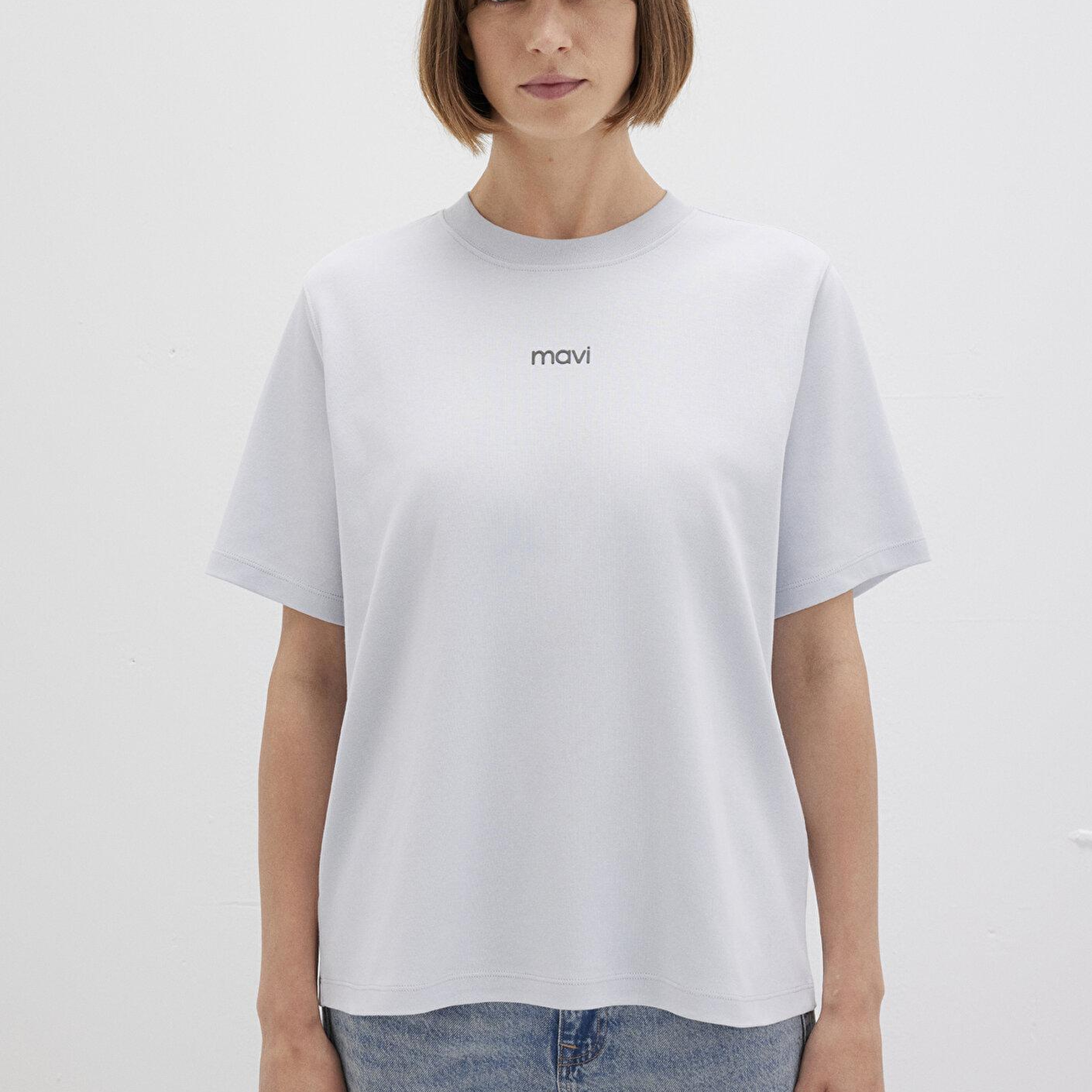 Mavi Mavi Logo Baskılı İnterlok Mavi Tişört Regular Fit / Normal Kesim 1612829-89201