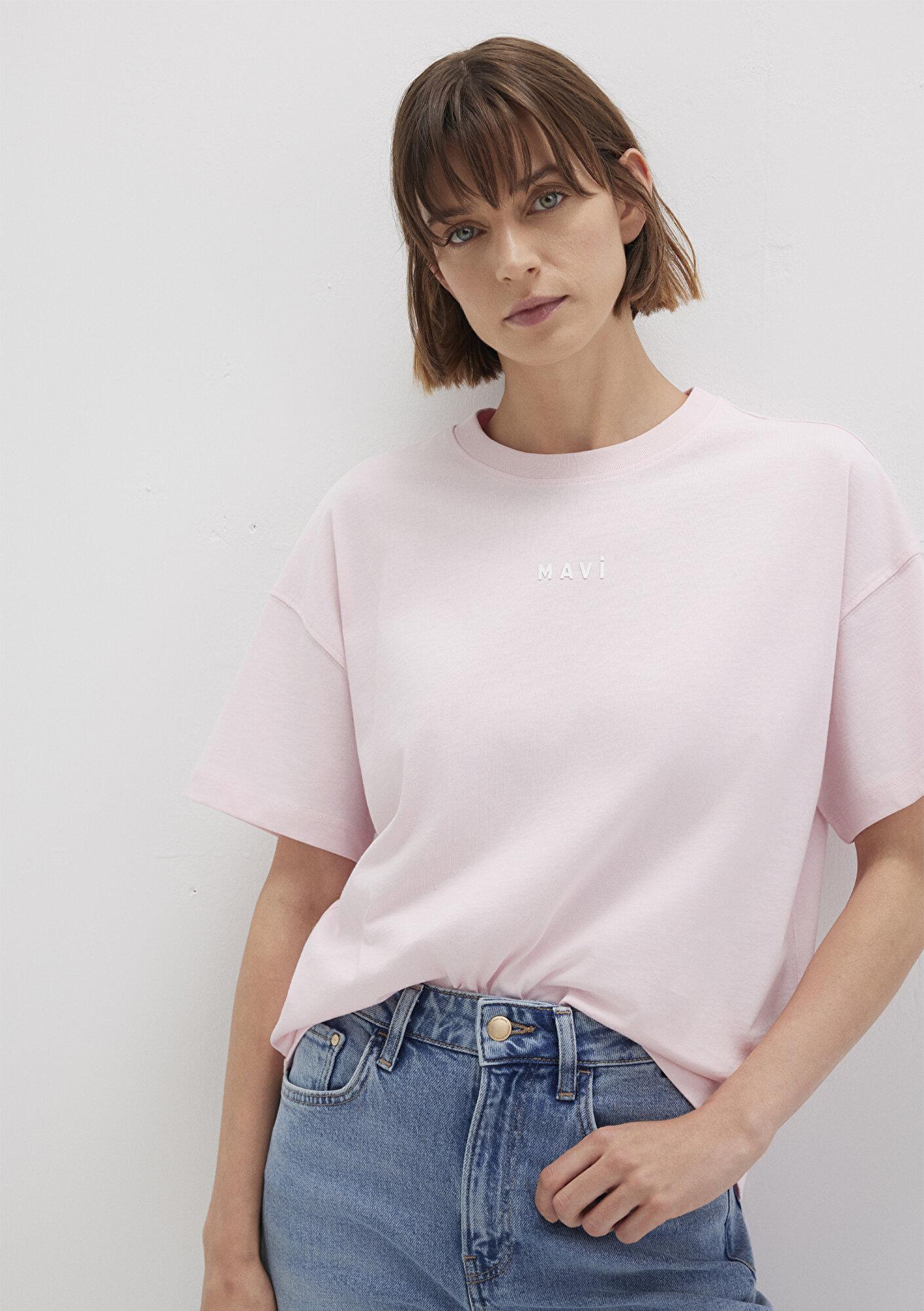 Mavi Mavi Baskılı Pembe Tişört Loose Fit / Bol Rahat Kesim 1612518-89200