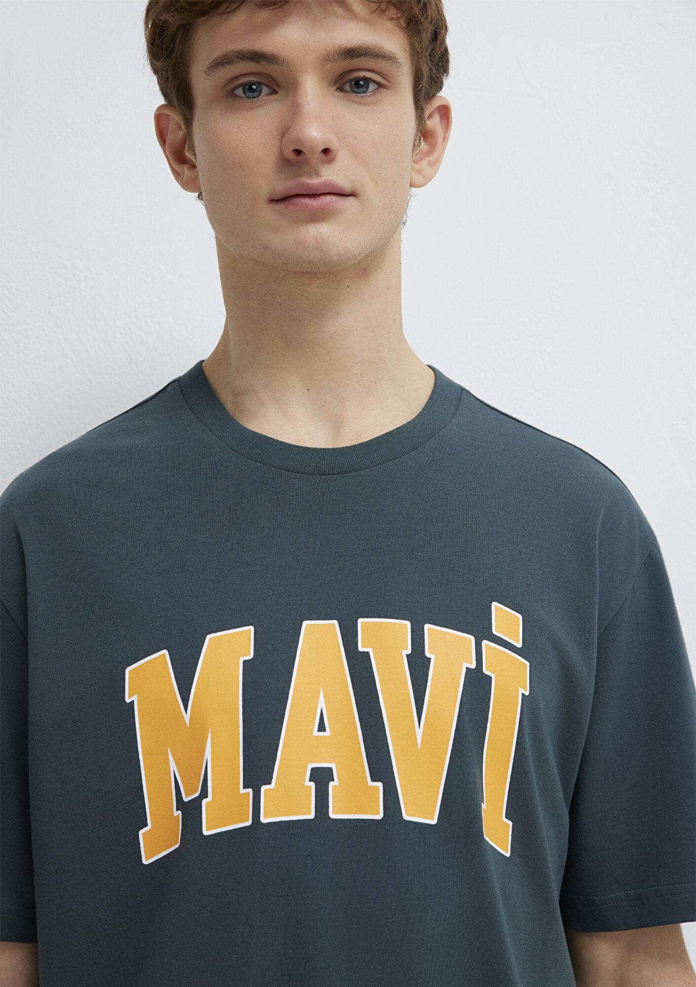 Mavi Mavi Logo Baskılı Yeşil Tişört Loose Fit / Bol Rahat Kesim 0611711-71598