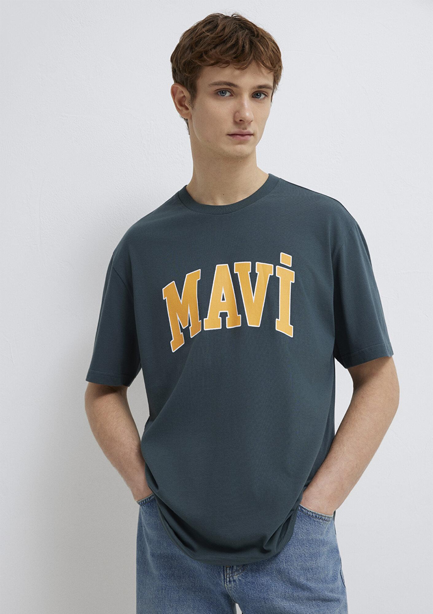Mavi Mavi Logo Baskılı Yeşil Tişört Loose Fit / Bol Rahat Kesim 0611711-71598