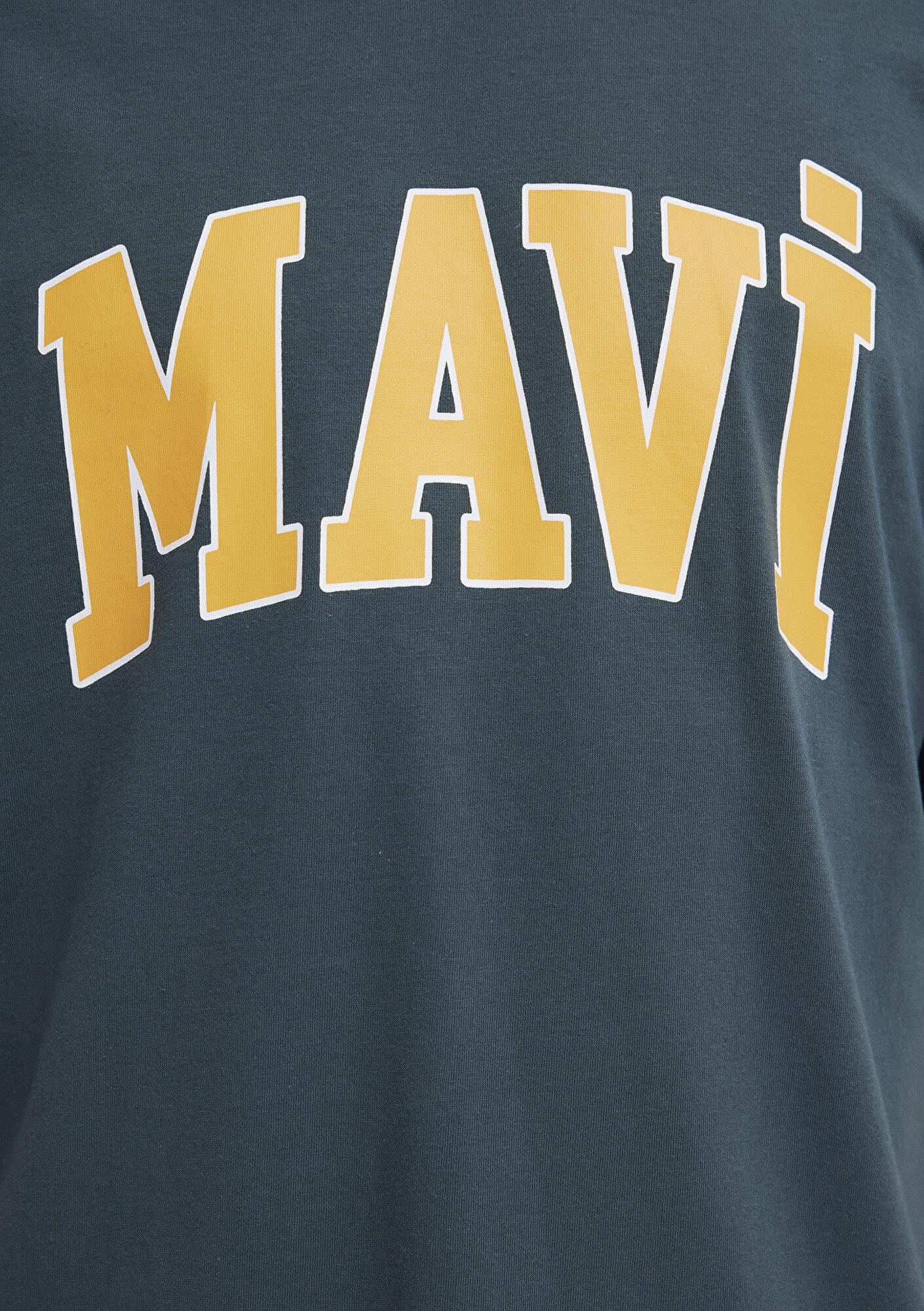 Mavi Mavi Logo Baskılı Yeşil Tişört Loose Fit / Bol Rahat Kesim 0611711-71598