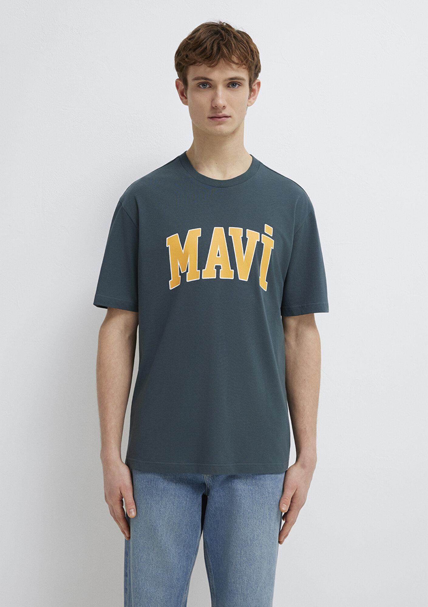 Mavi Mavi Logo Baskılı Yeşil Tişört Loose Fit / Bol Rahat Kesim 0611711-71598