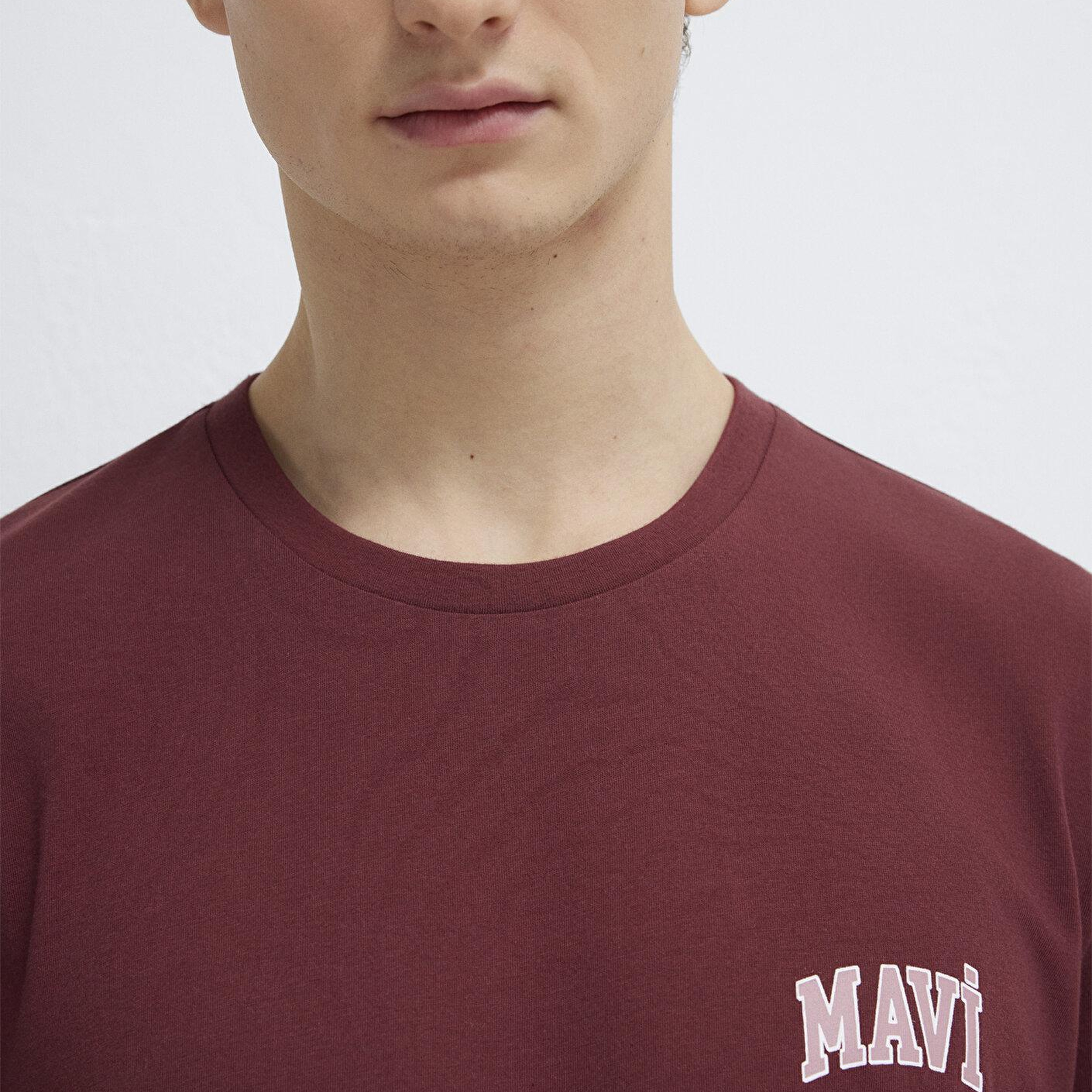 Mavi Mavi Logo Baskılı Bordo Tişört Regular Fit / Normal Kesim 0611714-70396