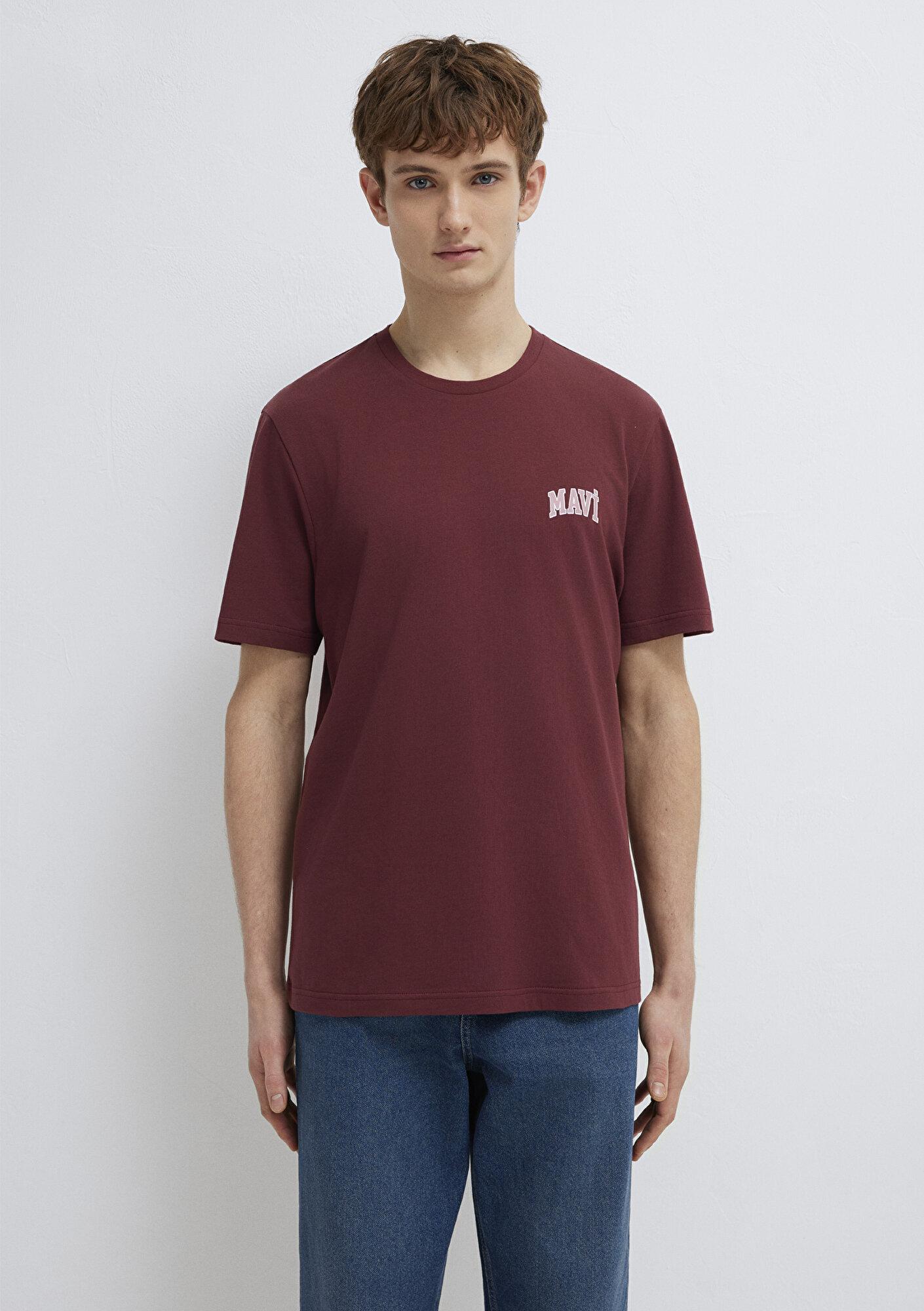 Mavi Mavi Logo Baskılı Bordo Tişört Regular Fit / Normal Kesim 0611714-70396