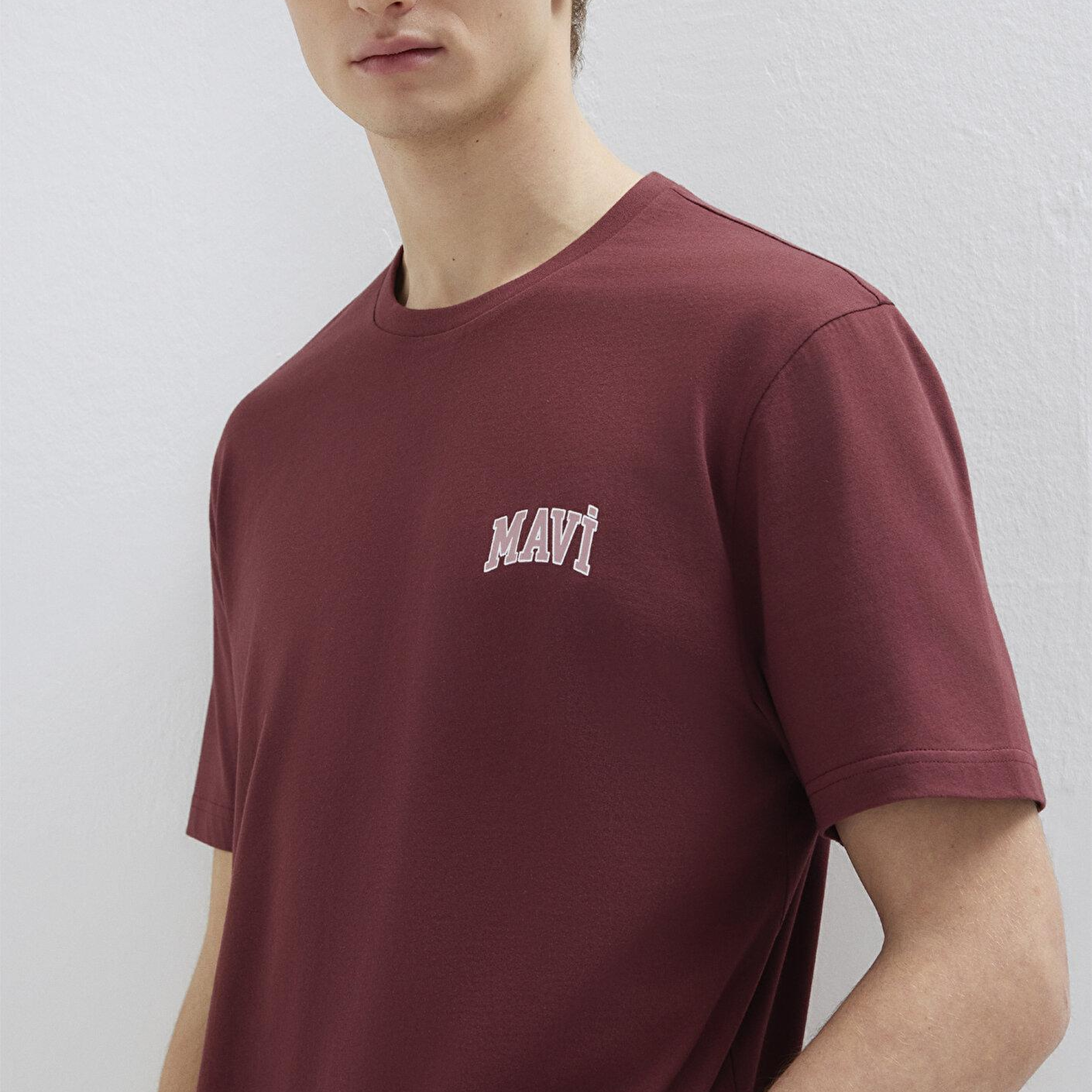 Mavi Mavi Logo Baskılı Bordo Tişört Regular Fit / Normal Kesim 0611714-70396