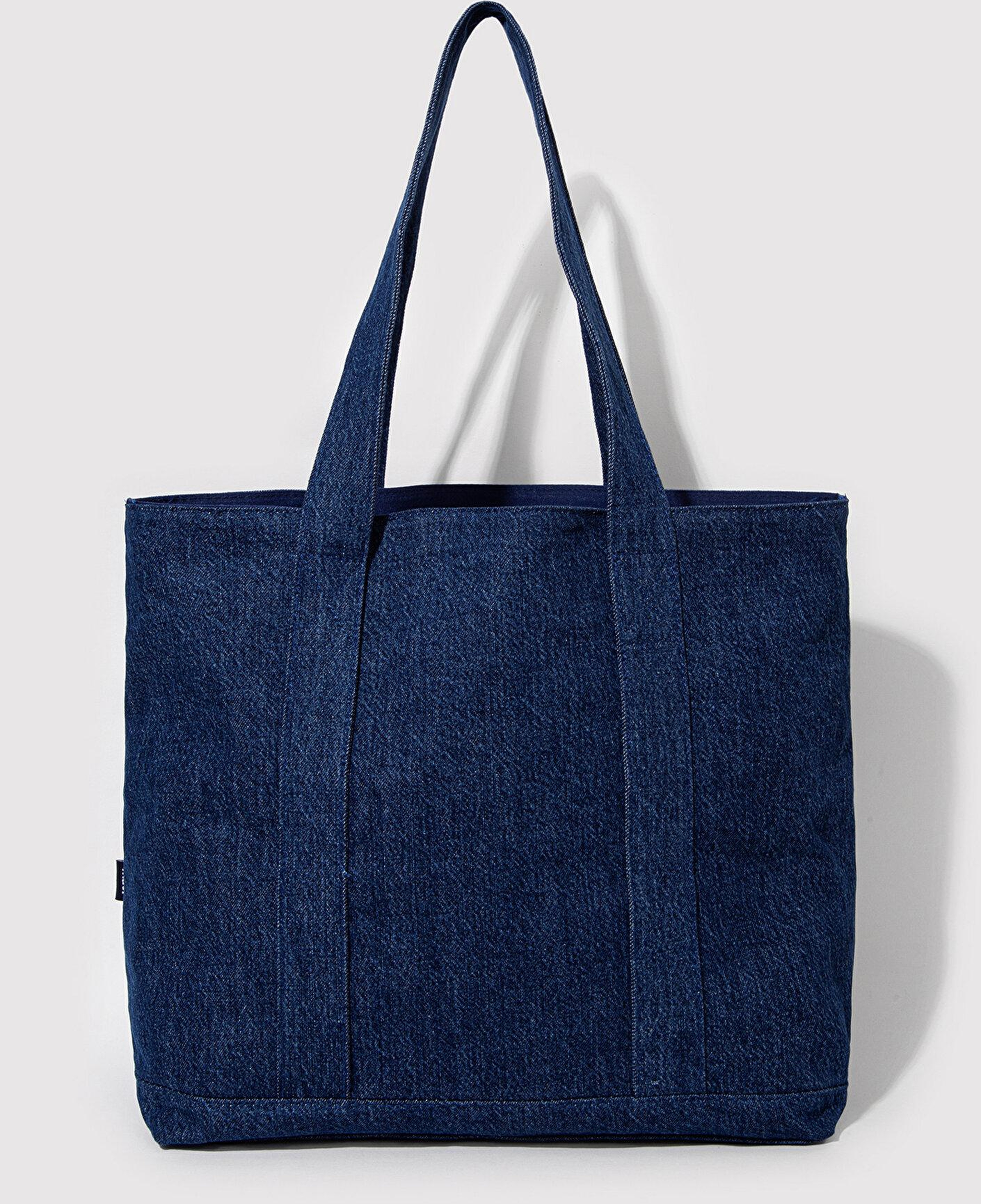 Mavi Kedi Nakışlı Denim Omuz Çantası 1913283-10241
