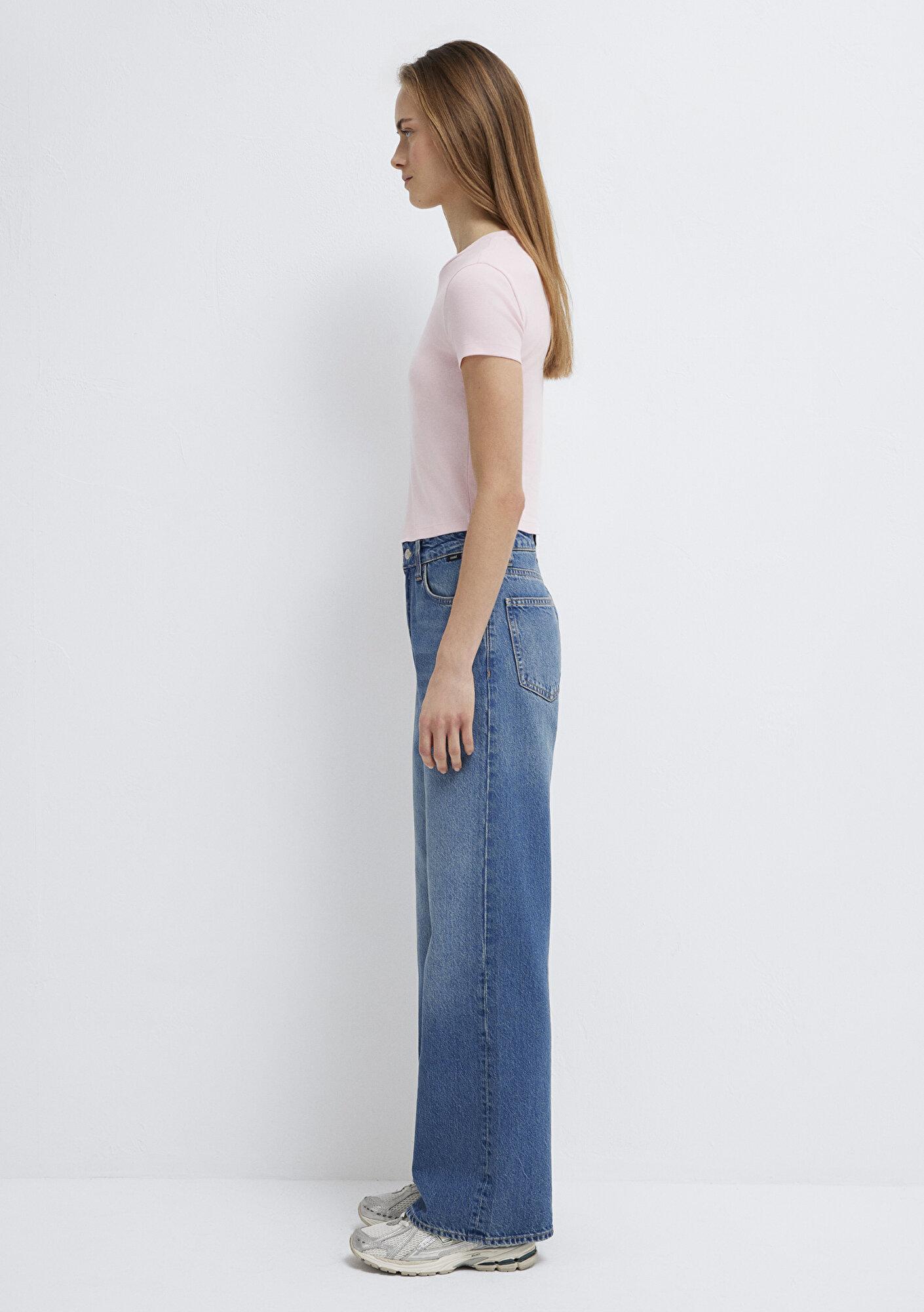 Mavi Pembe Basic Crop Tişört Crop / Kısa Kesim 1600814-89200