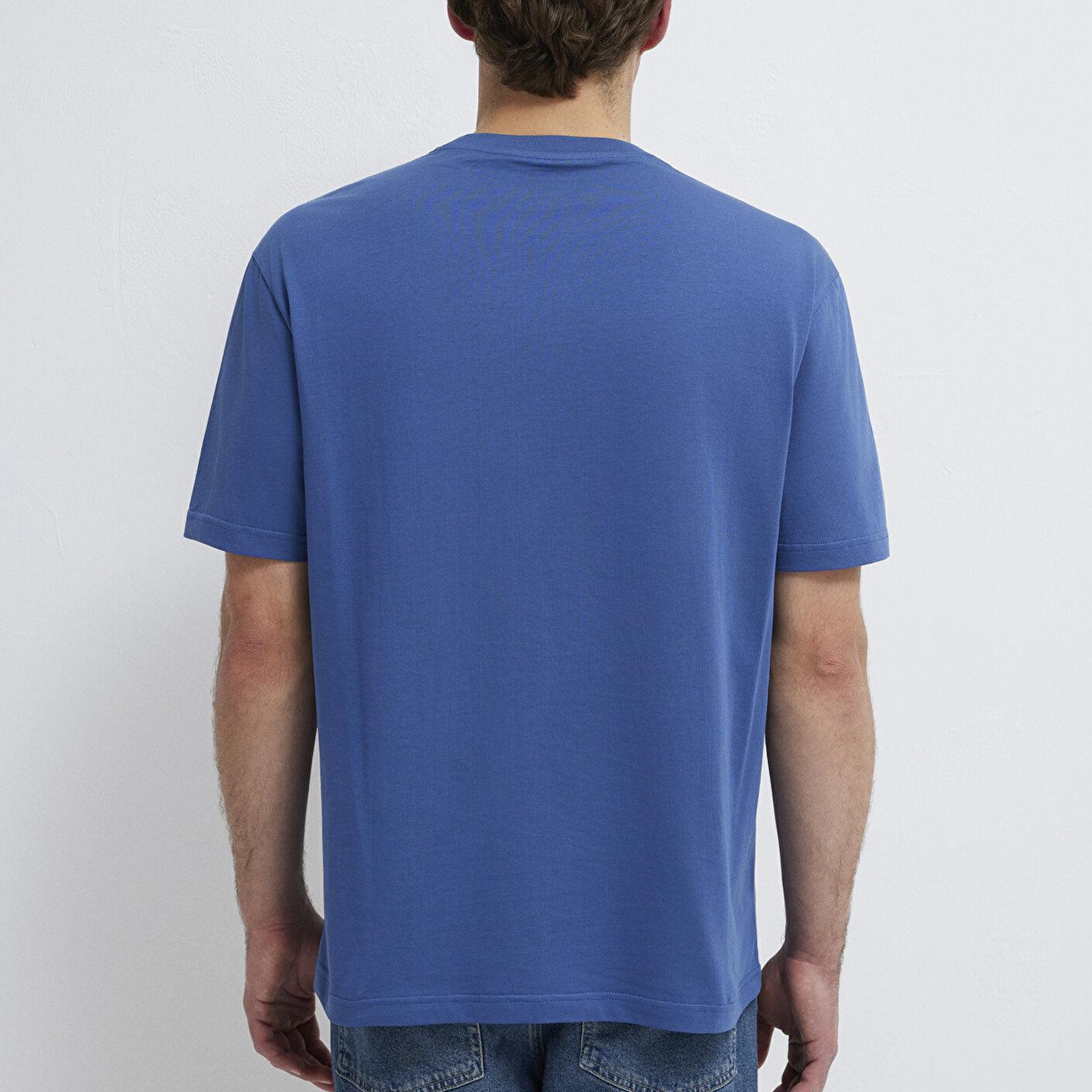 Mavi Mavi Logo İşlemeli Mavi Basic Tişört Loose Fit / Bol Rahat Kesim 067074-70719