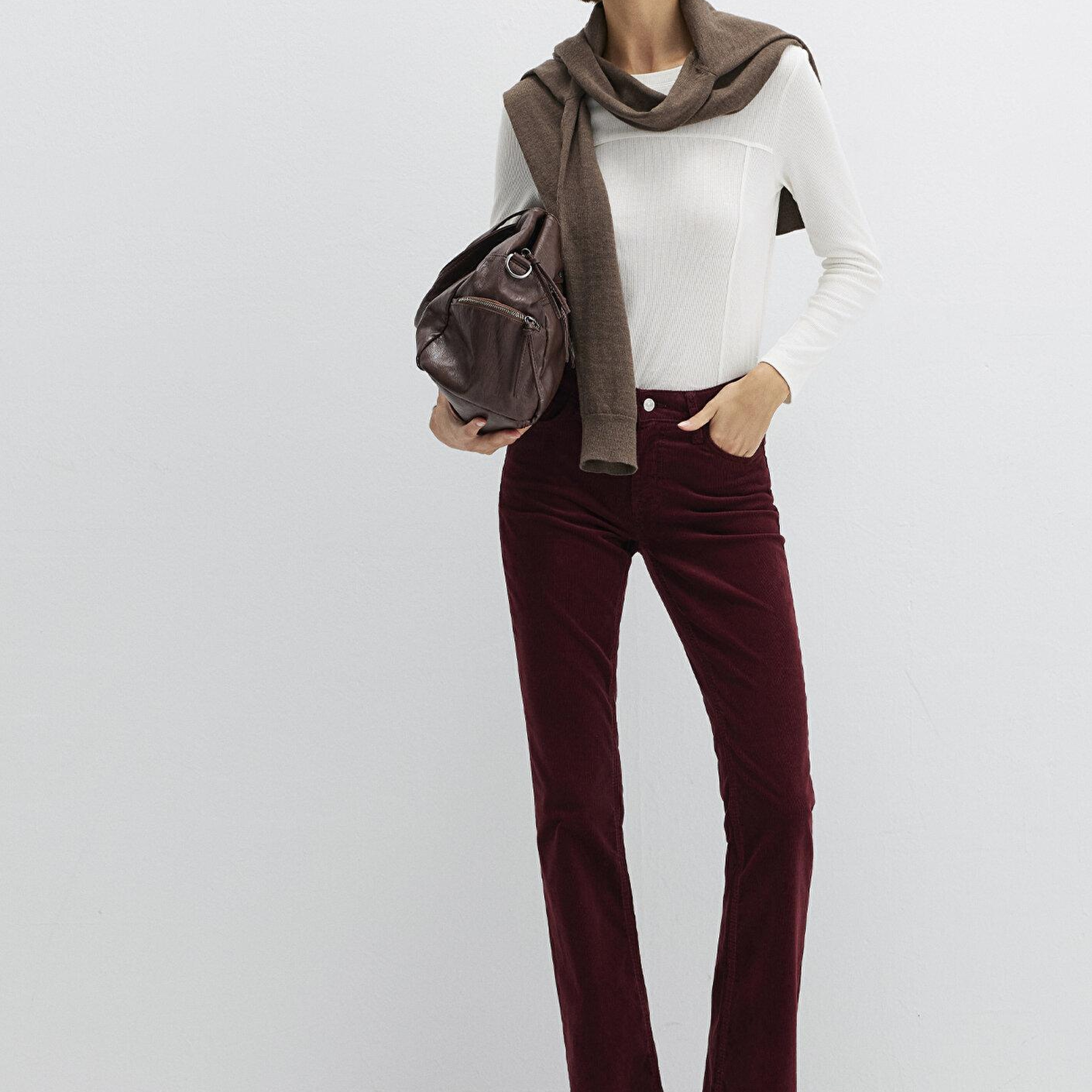 Mavi Molly Bordo Kadife Pantolon 1013689467