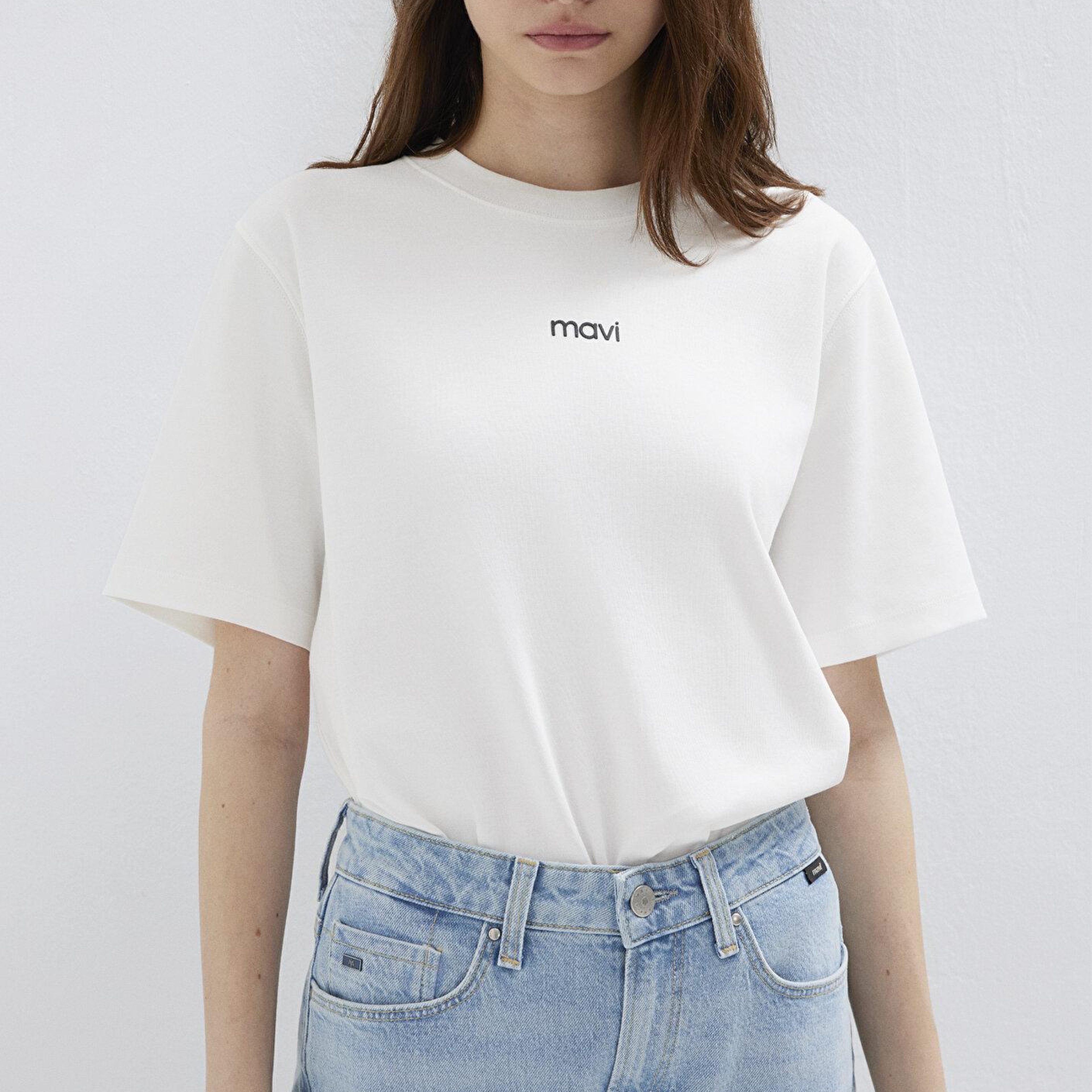 Mavi Mavi Logo Baskılı İnterlok Beyaz Tişört Regular Fit / Normal Kesim 1612829-80194