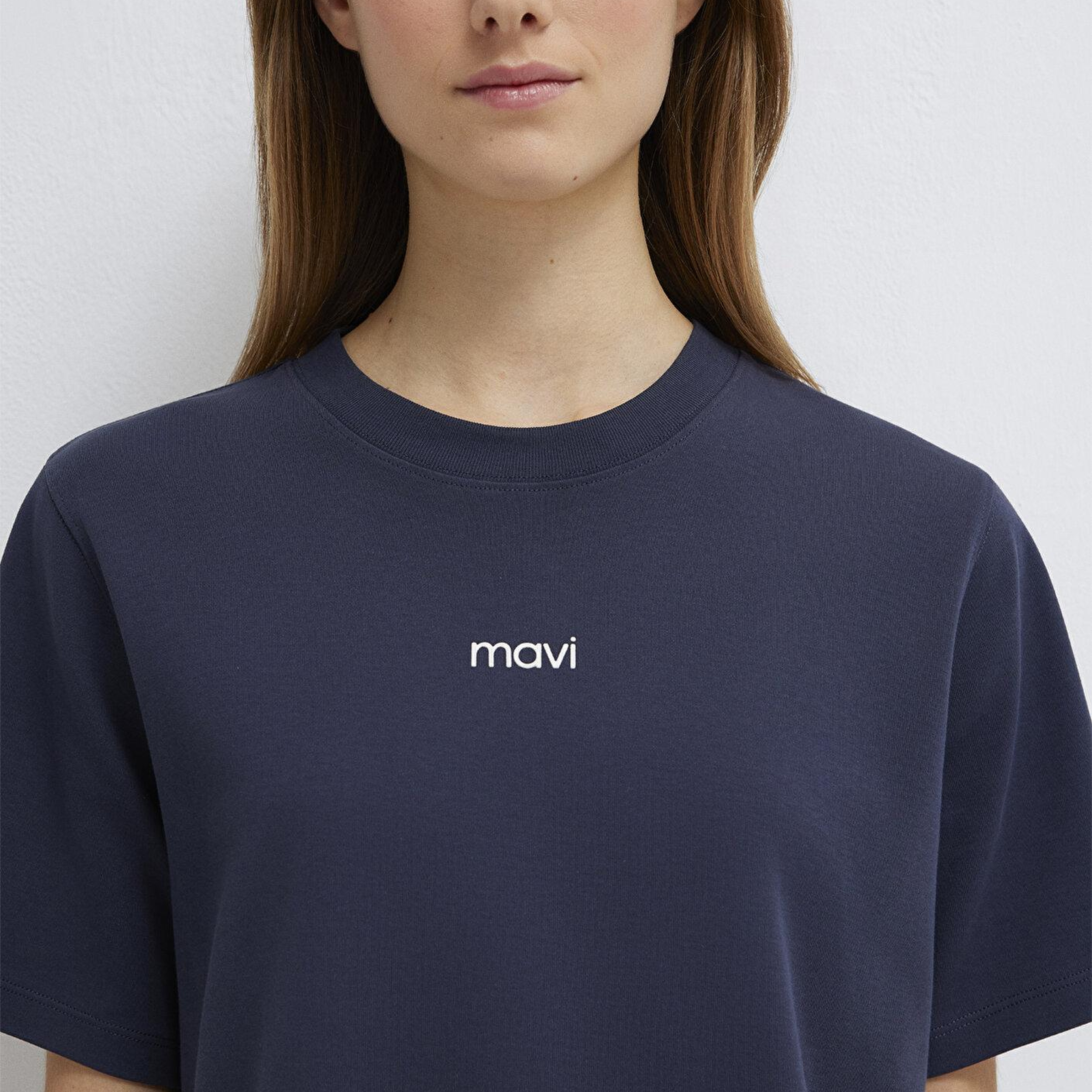 Mavi Mavi Logo Baskılı İnterlok Lacivert Tişört Regular Fit / Normal Kesim 1612829-85315