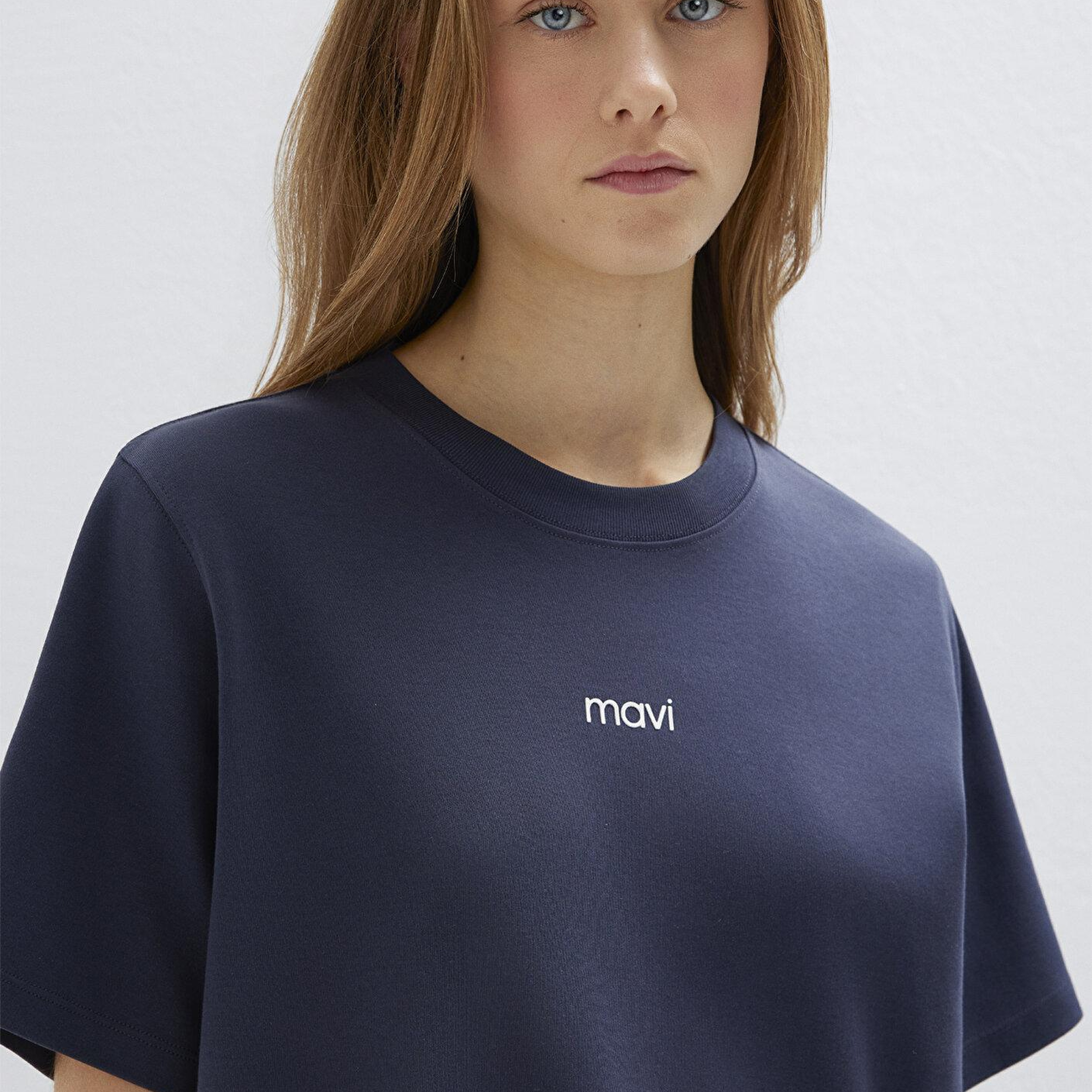 Mavi Mavi Logo Baskılı İnterlok Lacivert Tişört Regular Fit / Normal Kesim 1612829-85315