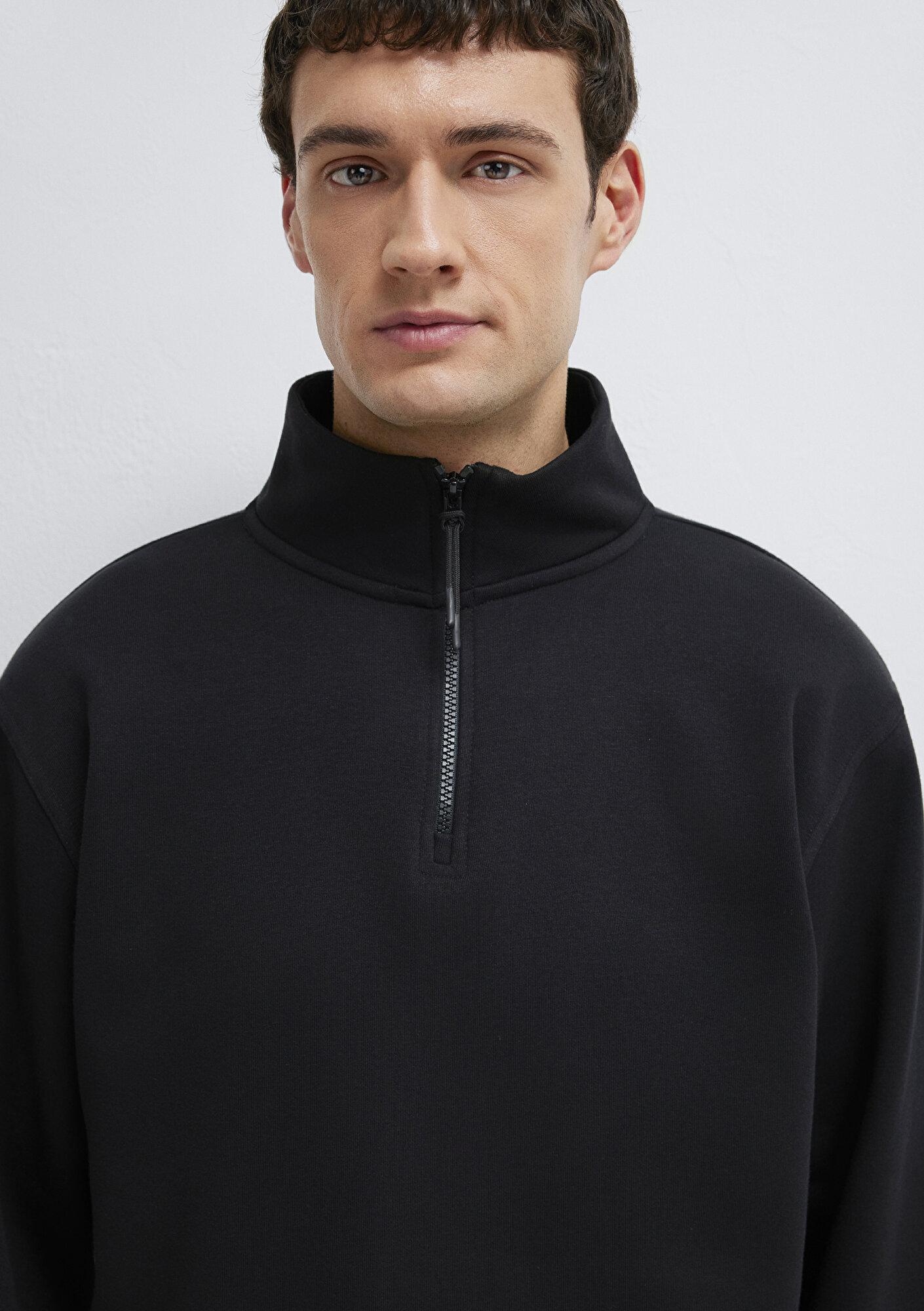 Mavi Yarı Fermuarlı Siyah Basic Sweatshirt 0S10278-900