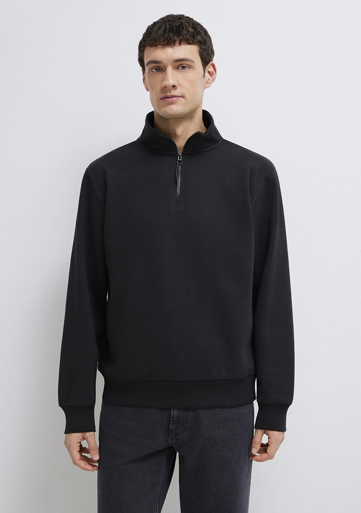 Mavi Yarı Fermuarlı Siyah Basic Sweatshirt 0S10278-900