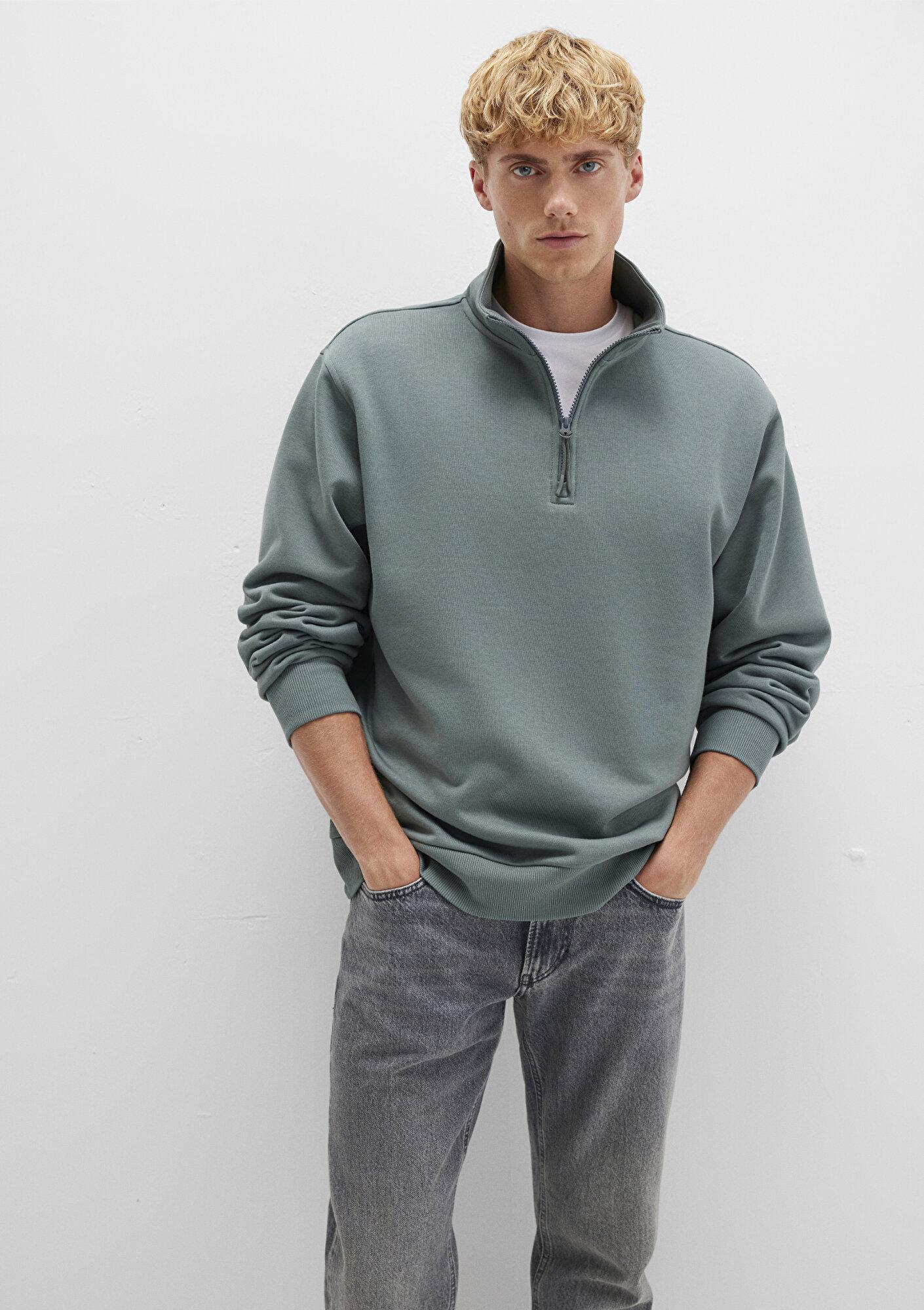Mavi Yarı Fermuarlı Yeşil Basic Sweatshirt 0S10278-71577
