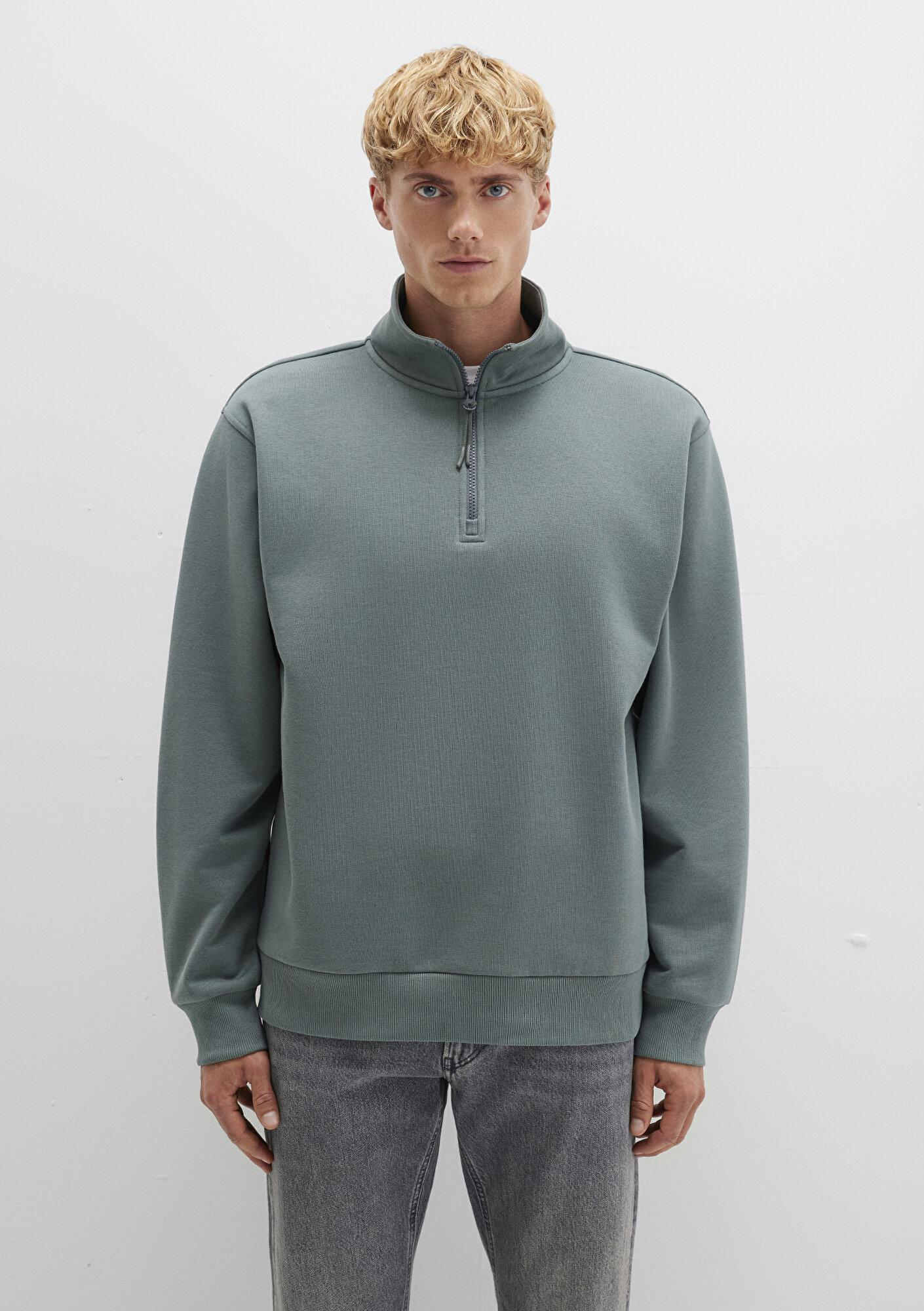 Mavi Yarı Fermuarlı Yeşil Basic Sweatshirt 0S10278-71577