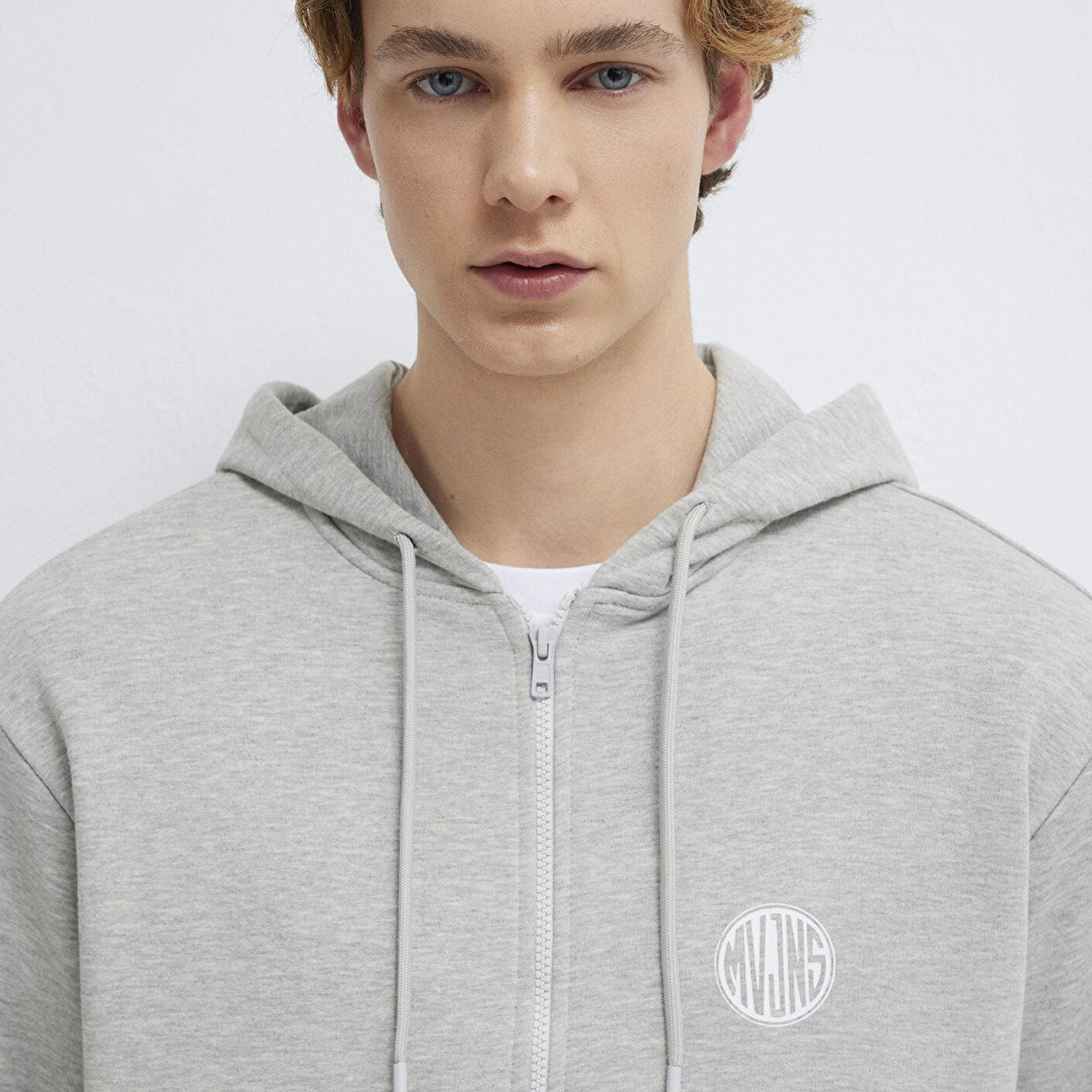 Mavi MVJNS Logo Baskılı Fermuarlı Kapüşonlu Gri Sweatshirt 0S10193-80196