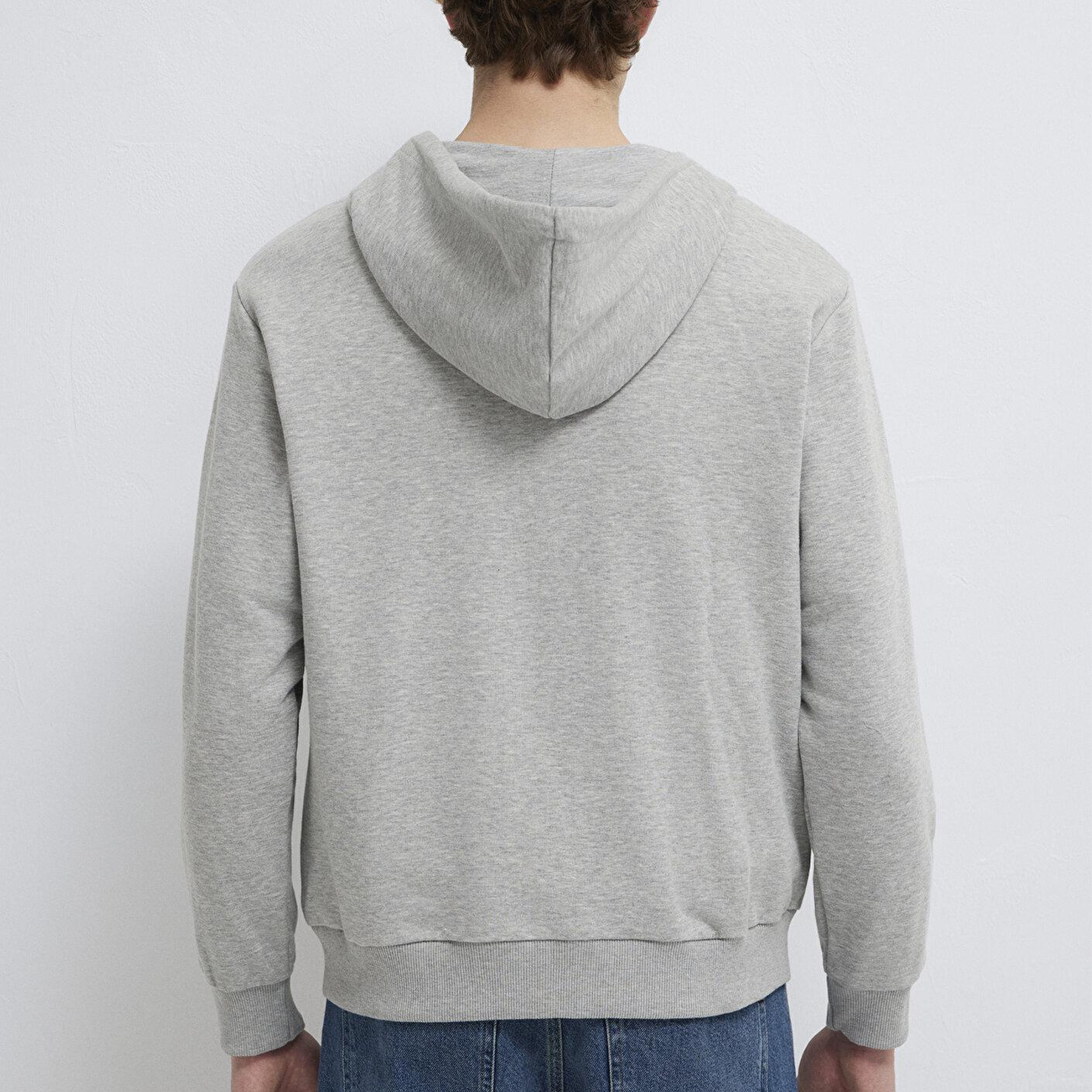 Mavi MVJNS Logo Baskılı Fermuarlı Kapüşonlu Gri Sweatshirt 0S10193-80196