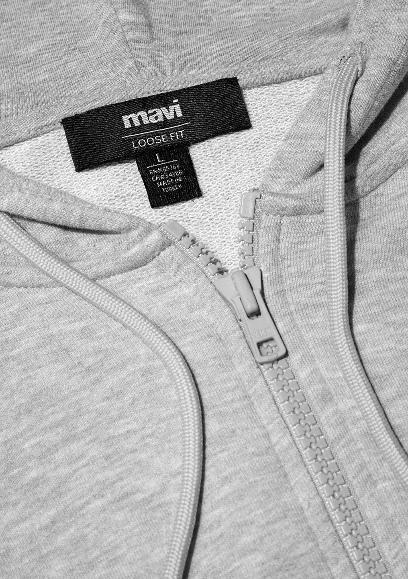 Mavi MVJNS Logo Baskılı Fermuarlı Kapüşonlu Gri Sweatshirt 0S10193-80196