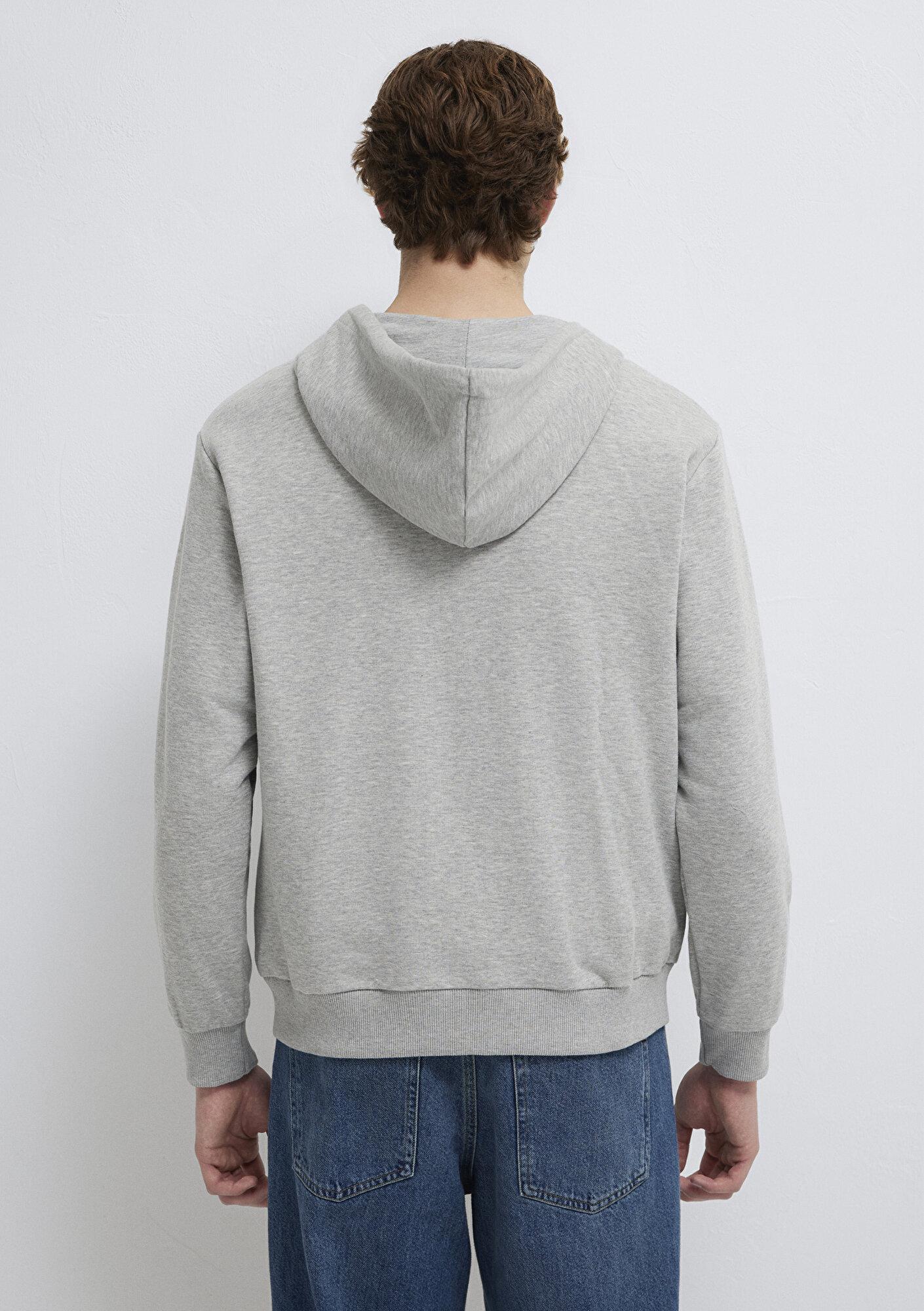 Mavi MVJNS Logo Baskılı Fermuarlı Kapüşonlu Gri Sweatshirt 0S10193-80196