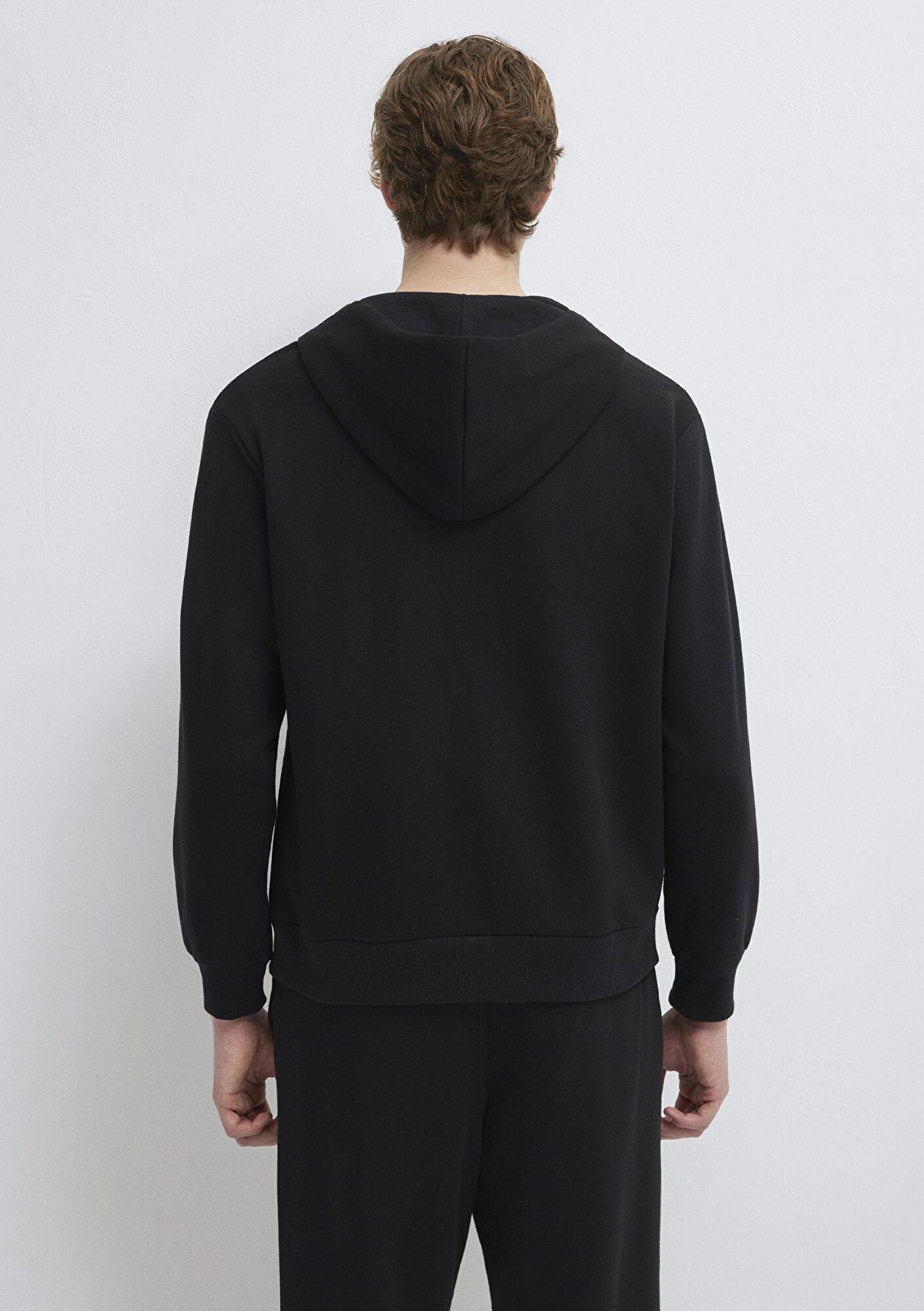 Mavi MVJNS Logo Baskılı Fermuarlı Kapüşonlu Siyah Sweatshirt 0S10193-900