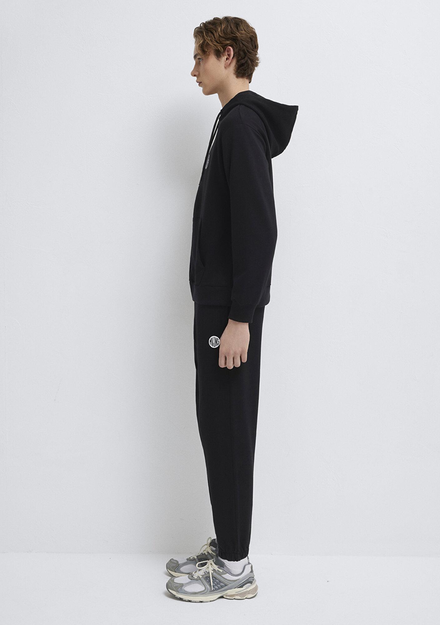 Mavi MVJNS Logo Baskılı Fermuarlı Kapüşonlu Siyah Sweatshirt 0S10193-900