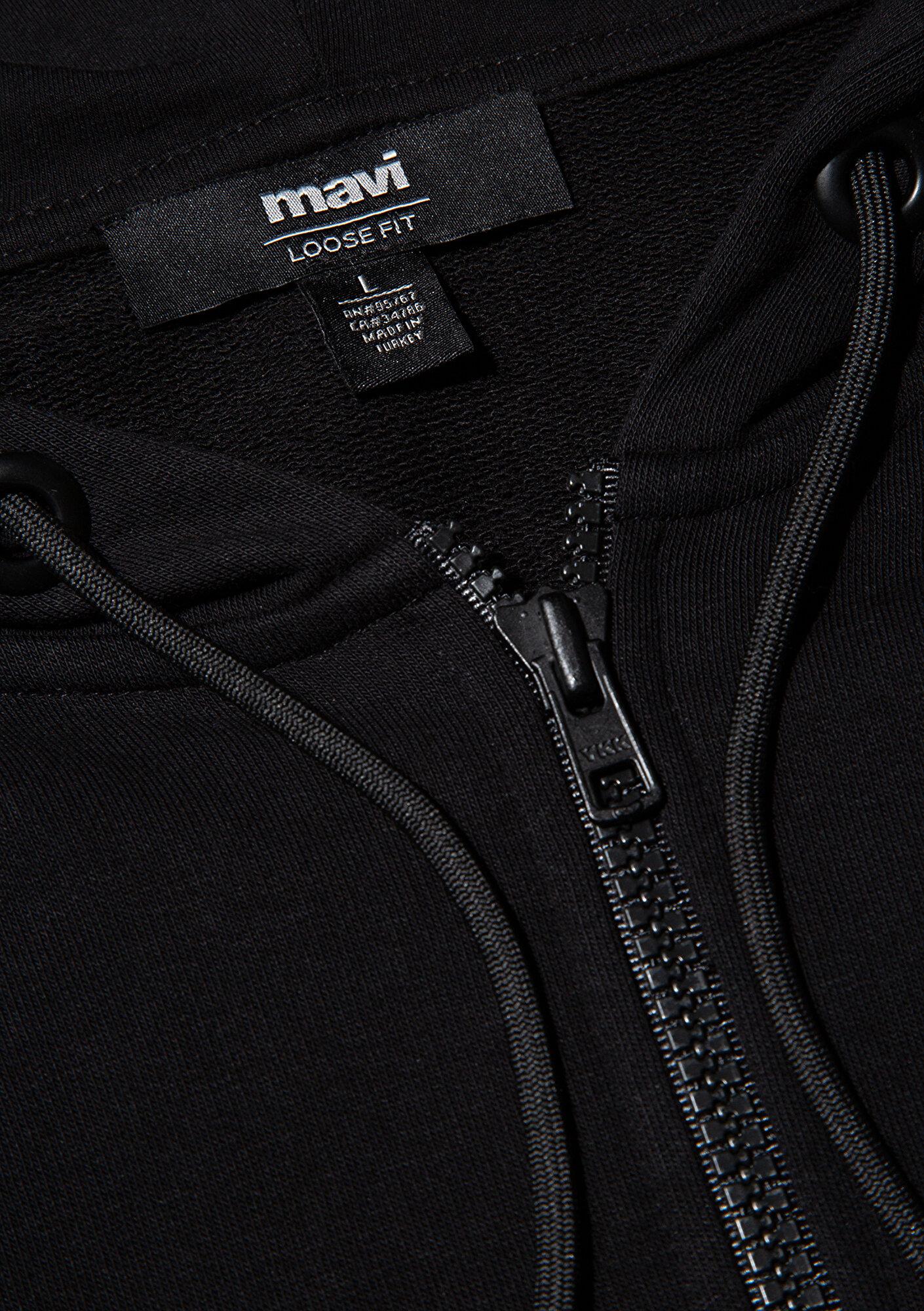 Mavi MVJNS Logo Baskılı Fermuarlı Kapüşonlu Siyah Sweatshirt 0S10193-900