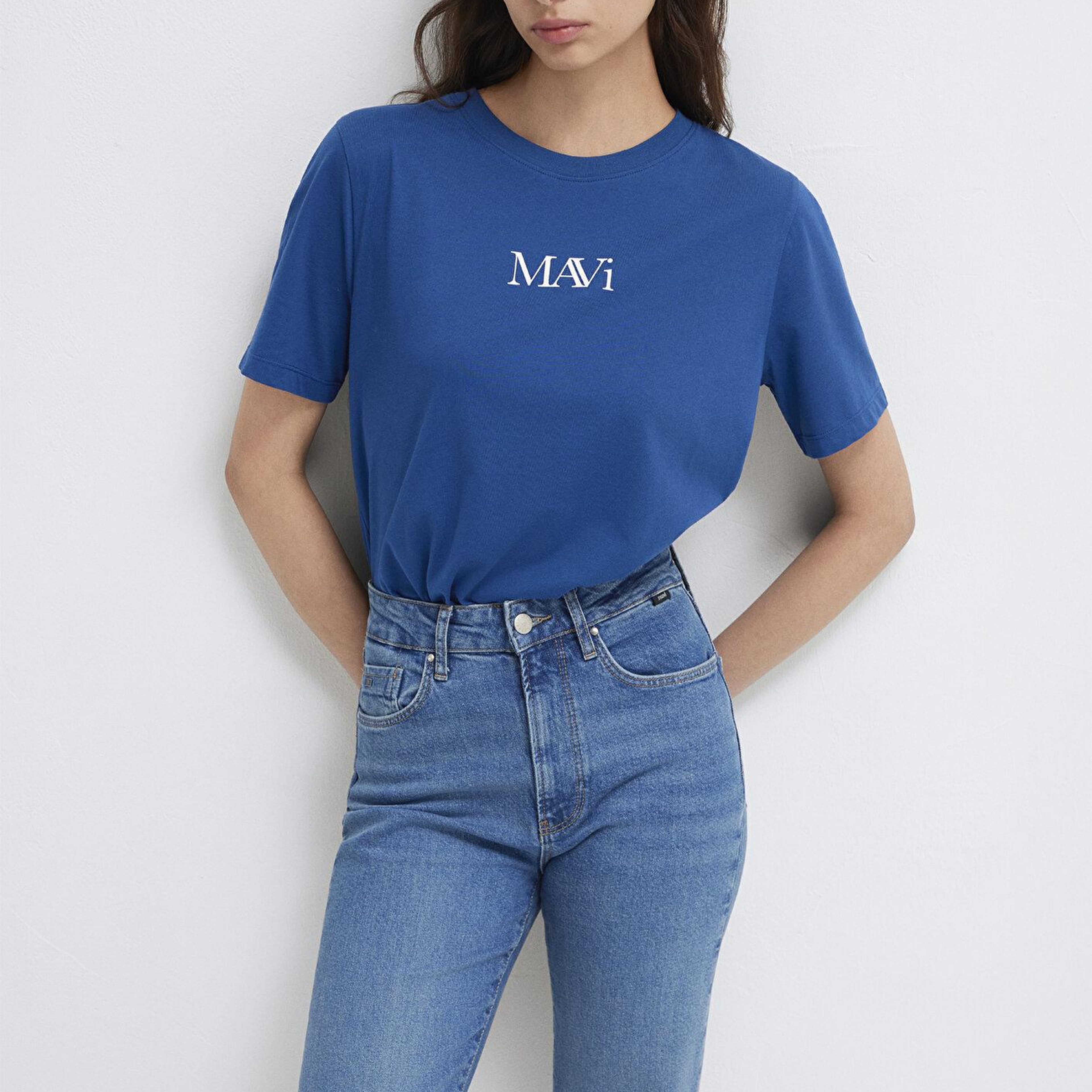Mavi Mavi Logo Baskılı Lacivert Tişört Regular Fit / Normal Kesim 1611594-82625