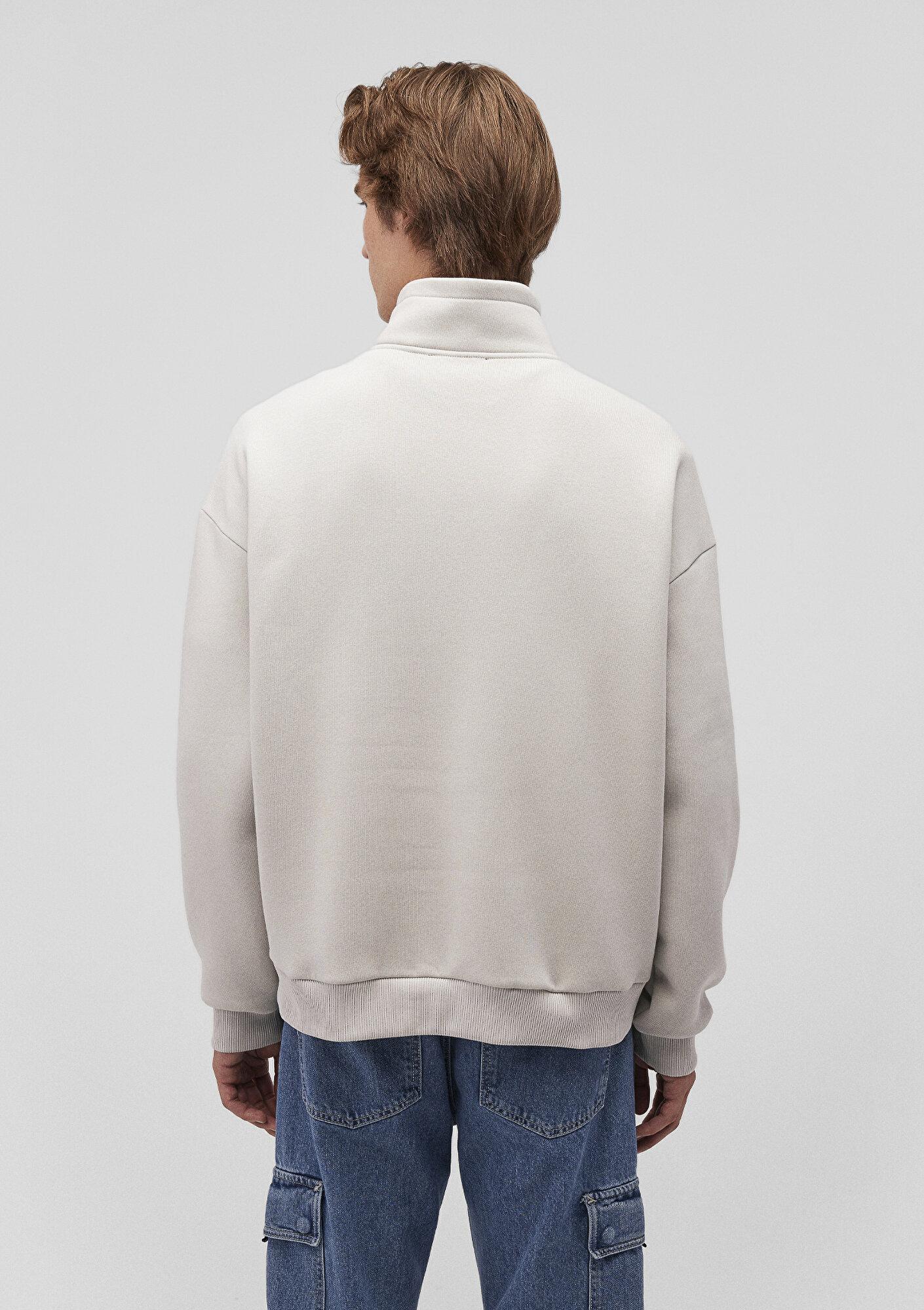 Mavi Mavi Logo Baskılı Yarı Fermuarlı Gri Sweatshirt 0S10208-70074