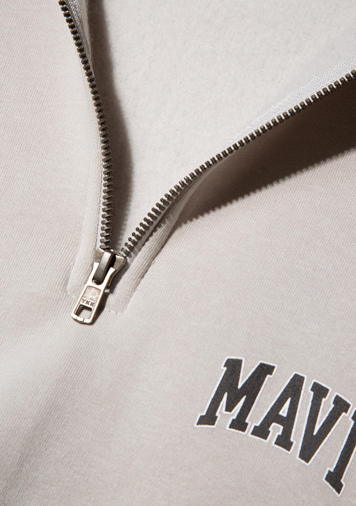 Mavi Mavi Logo Baskılı Yarı Fermuarlı Gri Sweatshirt 0S10208-70074