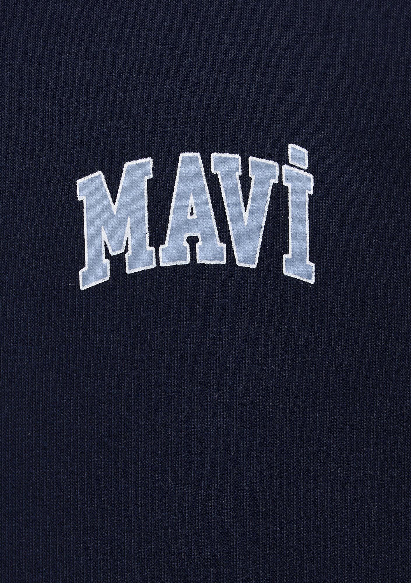 Mavi Mavi Logo Baskılı Yarı Fermuarlı Lacivert Sweatshirt 0S10208-70497