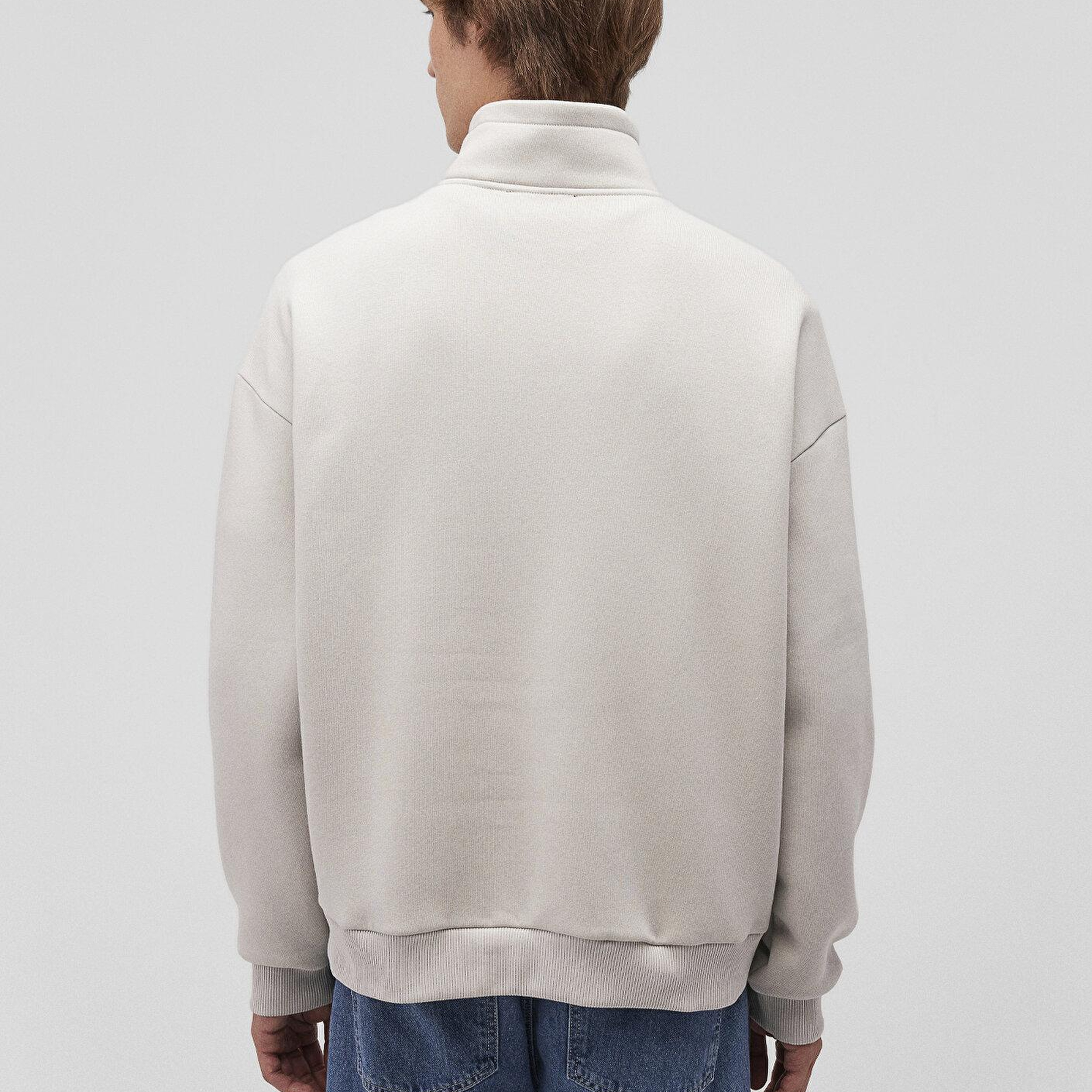 Mavi Mavi Logo Baskılı Yarı Fermuarlı Bej Sweatshirt 0S10208-70074
