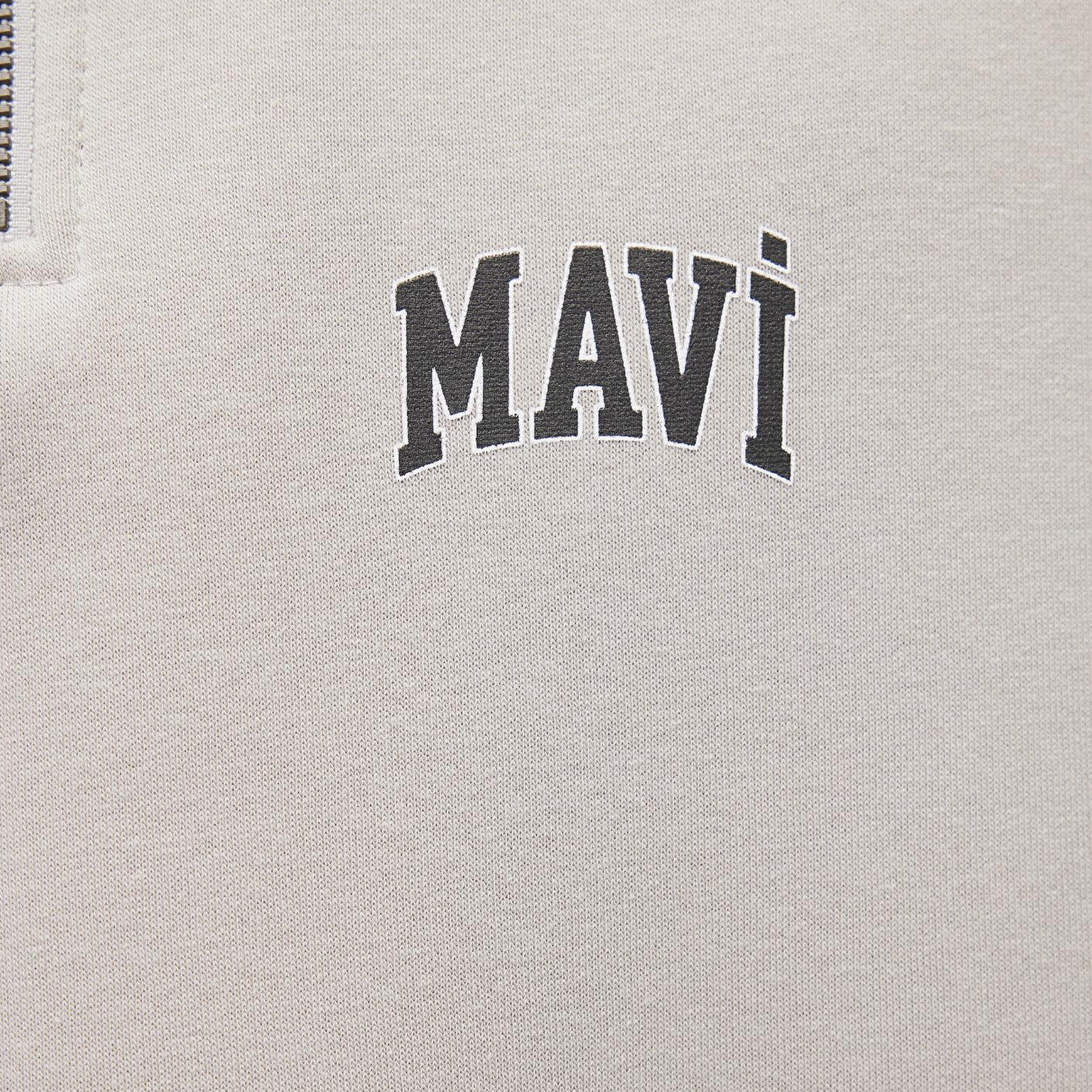 Mavi Mavi Logo Baskılı Yarı Fermuarlı Bej Sweatshirt 0S10208-70074