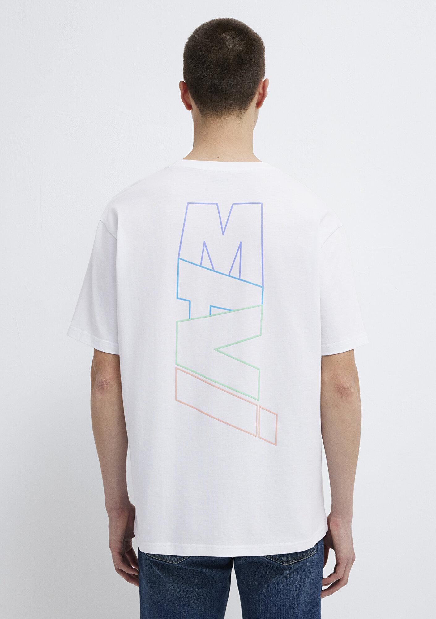 Mavi Mavi Logo Sırt Baskılı Beyaz Tişört Loose Fit / Bol Rahat Kesim 0612350-620