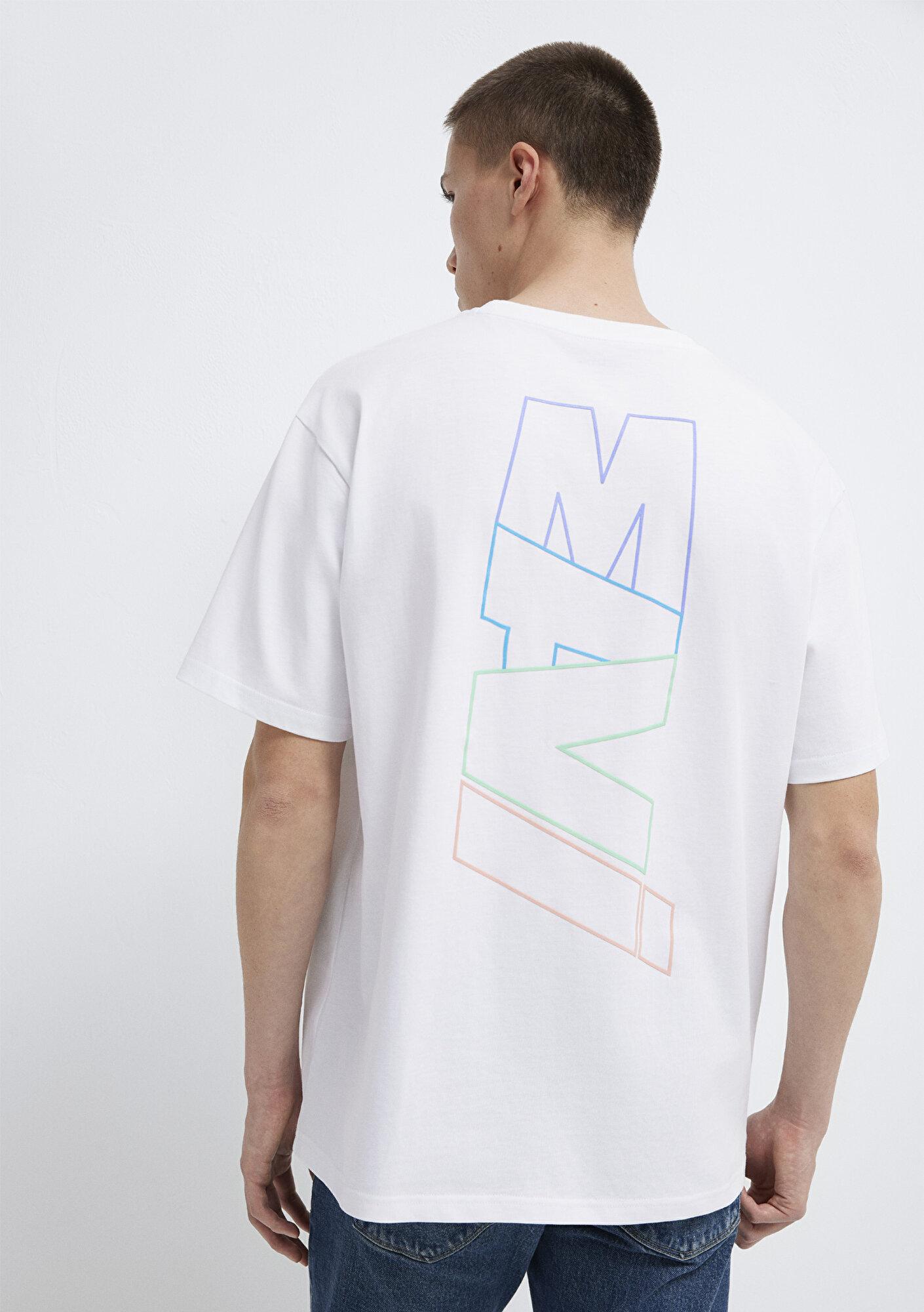 Mavi Mavi Logo Sırt Baskılı Beyaz Tişört Loose Fit / Bol Rahat Kesim 0612350-620