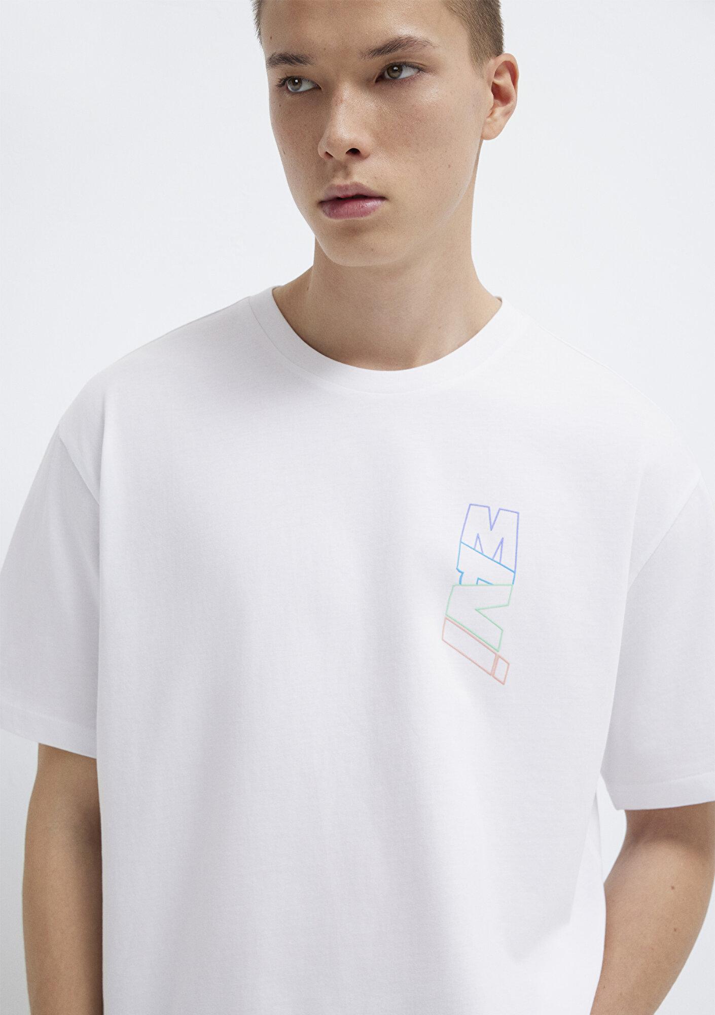Mavi Mavi Logo Sırt Baskılı Beyaz Tişört Loose Fit / Bol Rahat Kesim 0612350-620