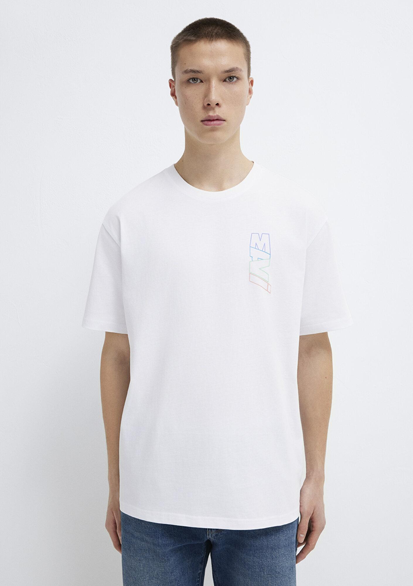 Mavi Mavi Logo Sırt Baskılı Beyaz Tişört Loose Fit / Bol Rahat Kesim 0612350-620