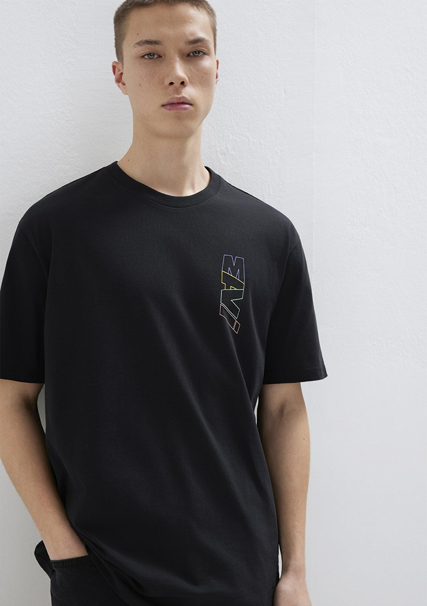 Mavi Mavi Logo Sırt Baskılı Siyah Tişört Loose Fit / Bol Rahat Kesim 0612350-900